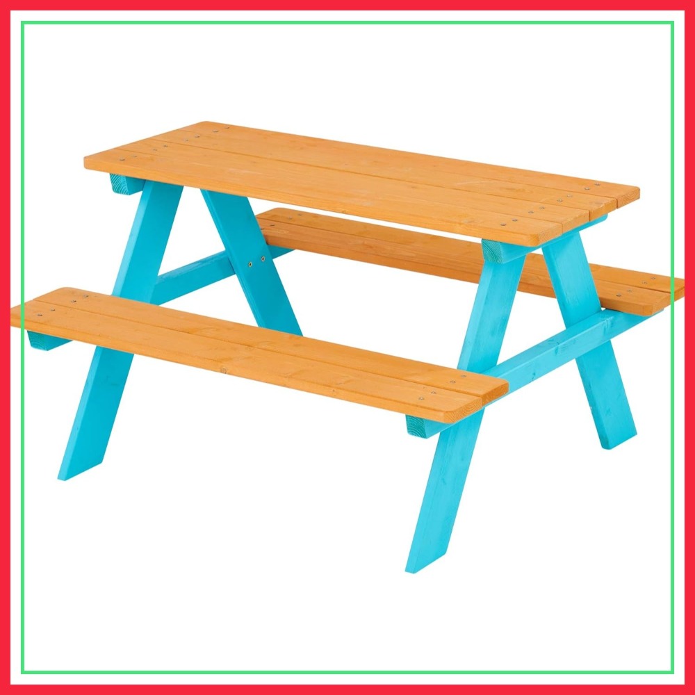 Kids Outdoor Wooden Playset - Wooden Picnic Table & Chair Bench