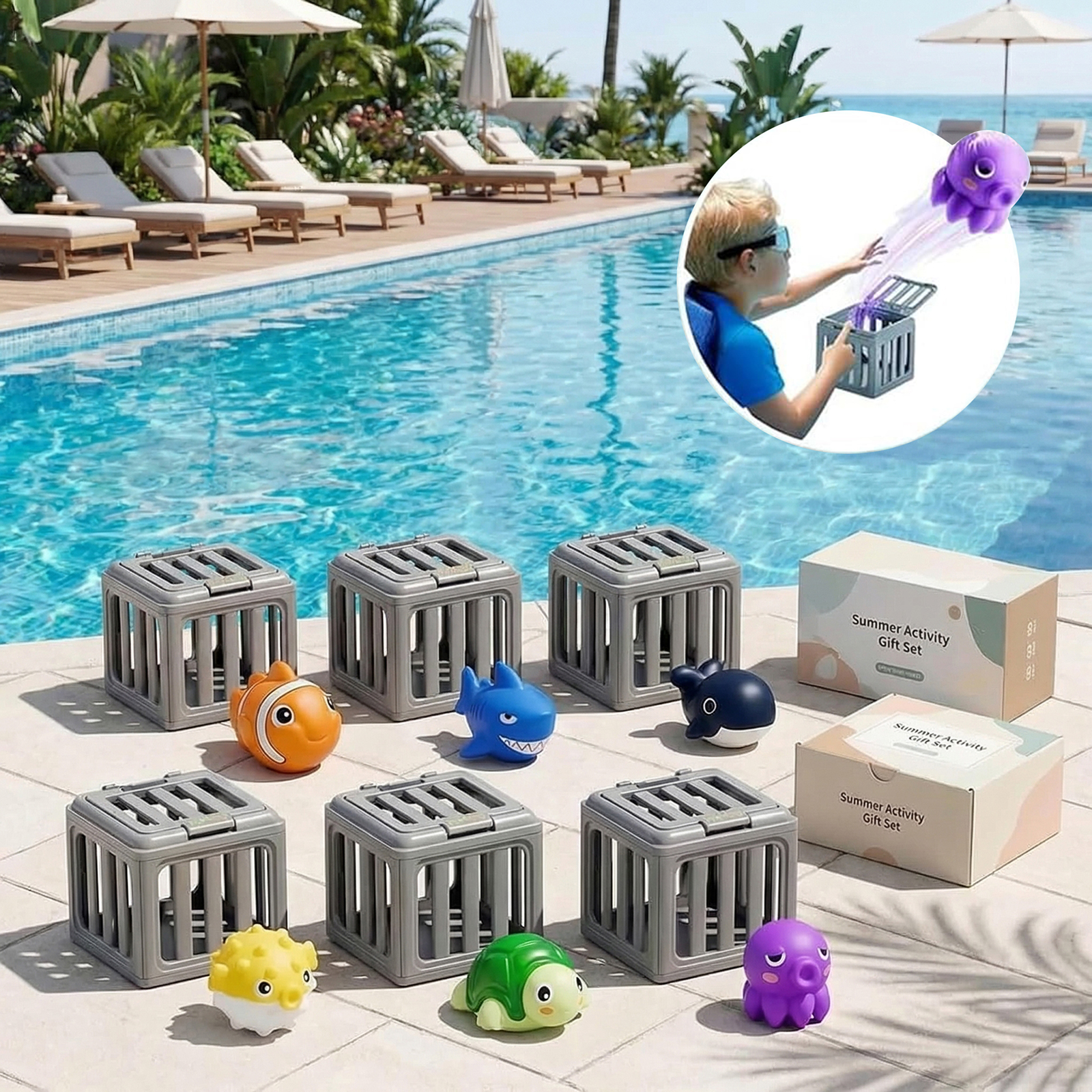 Kids Outdoor Play Equipment - Kids Pool Diving Toys with Fish