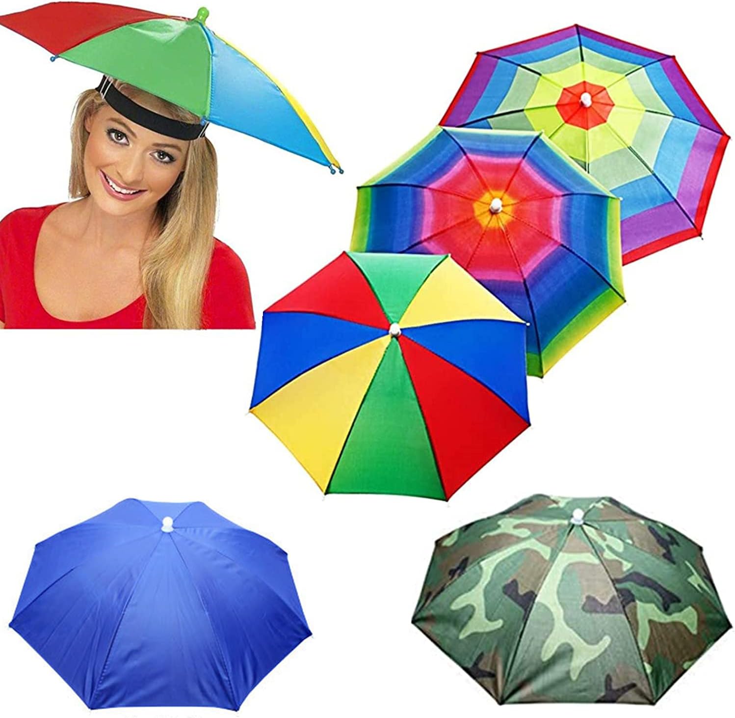 Kids Outdoor Umbrella - 5 Pack Folding Umbrella Hats for