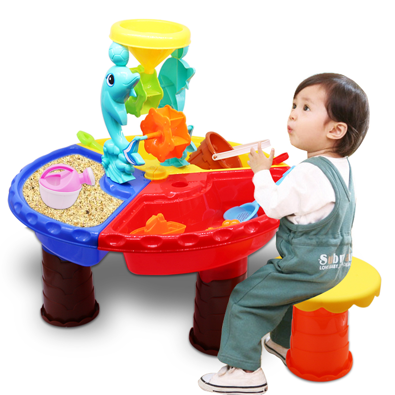 Kids Outdoor Folding Table - 1 Set Children Beach Table Sand