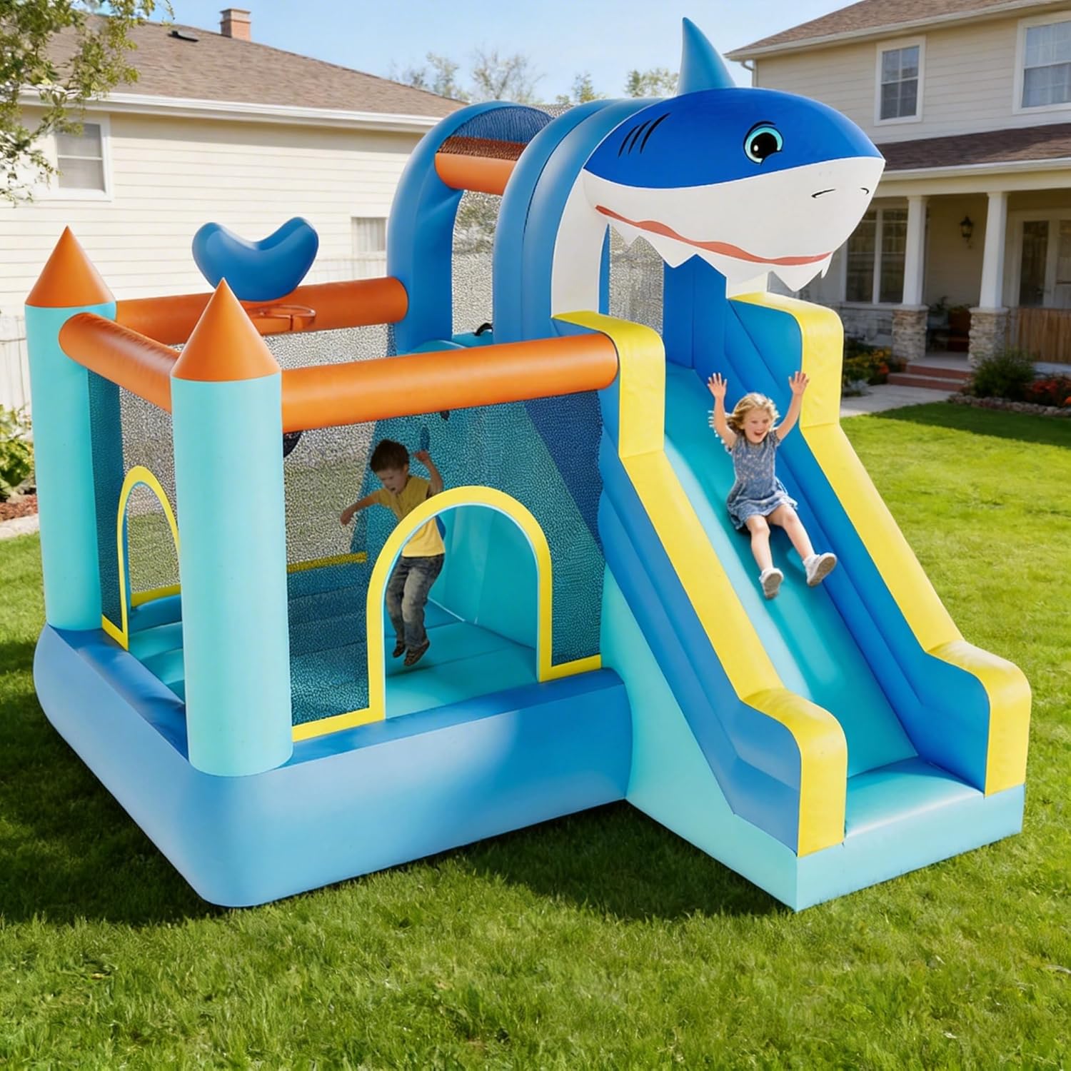 Kids Outdoor Wendy House - Inflatable Outdoor Toys Kids Bounce House,