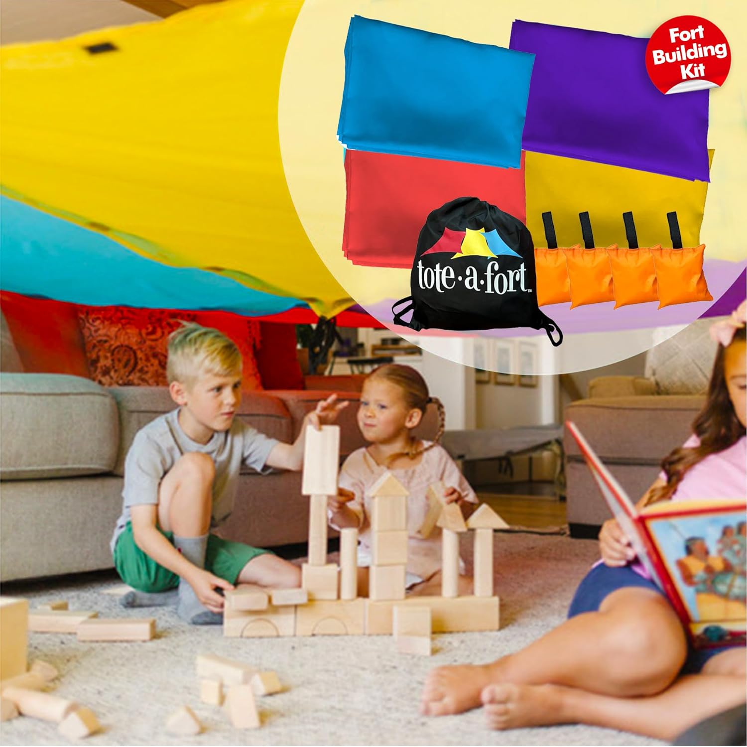 Kids Outdoor Fort Building Kit - Blanket Fort Building Kit - Portable