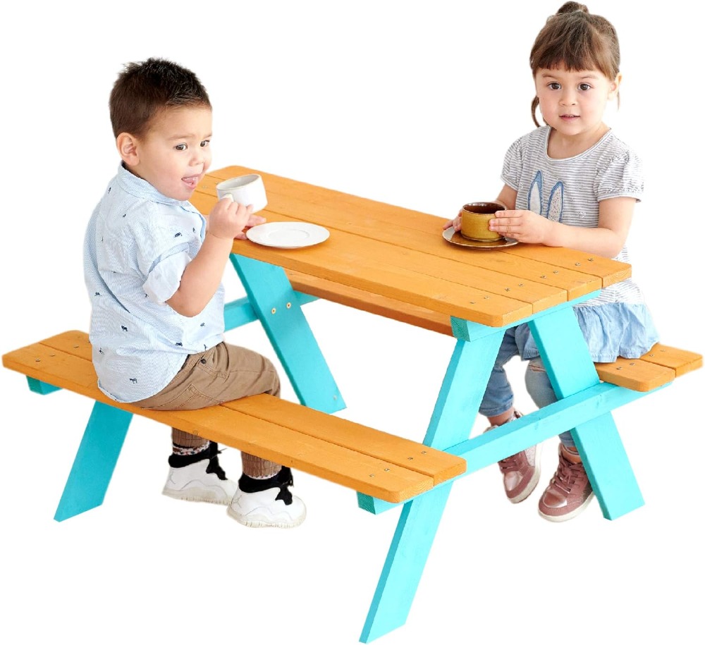 Wooden Picnic Table & Chair Be - Kids Outdoor Wooden Playset avaliação e preço