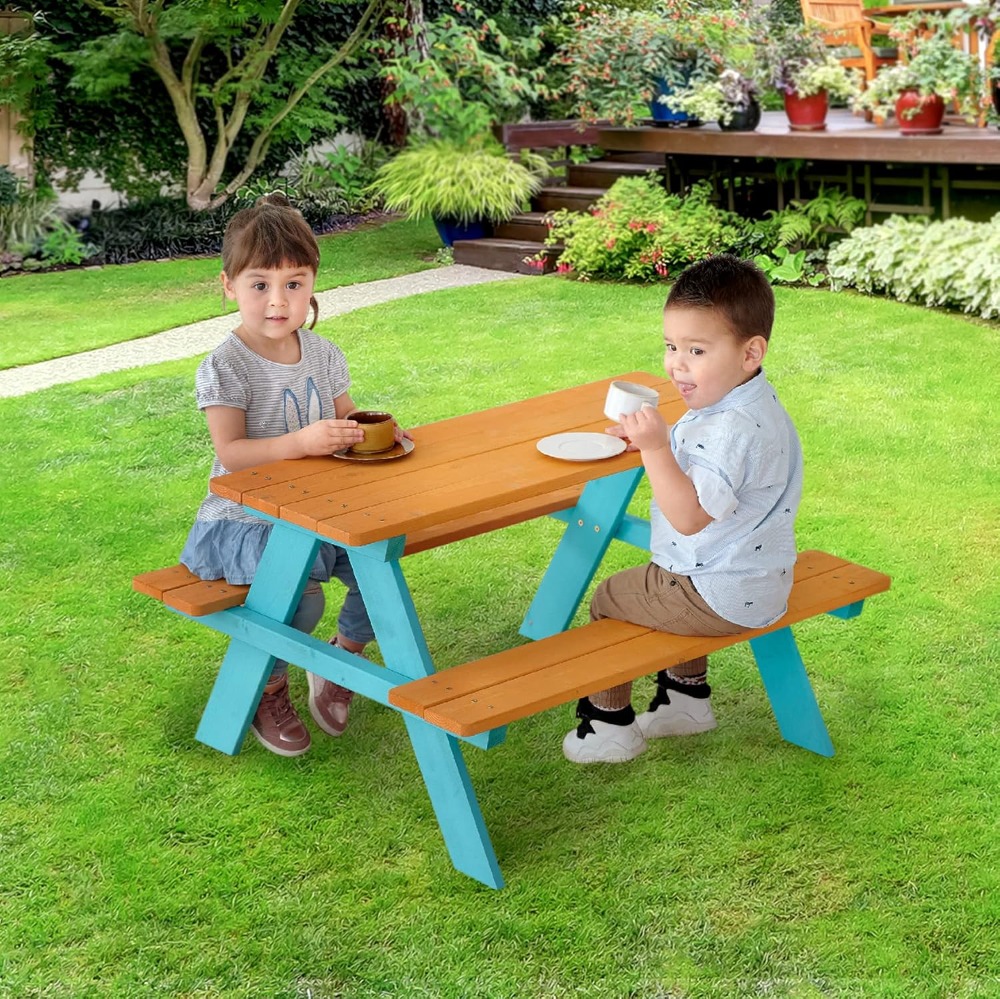 Wooden Picnic Table & Chair Be - Kids Outdoor Wooden Playset avaliação e preço