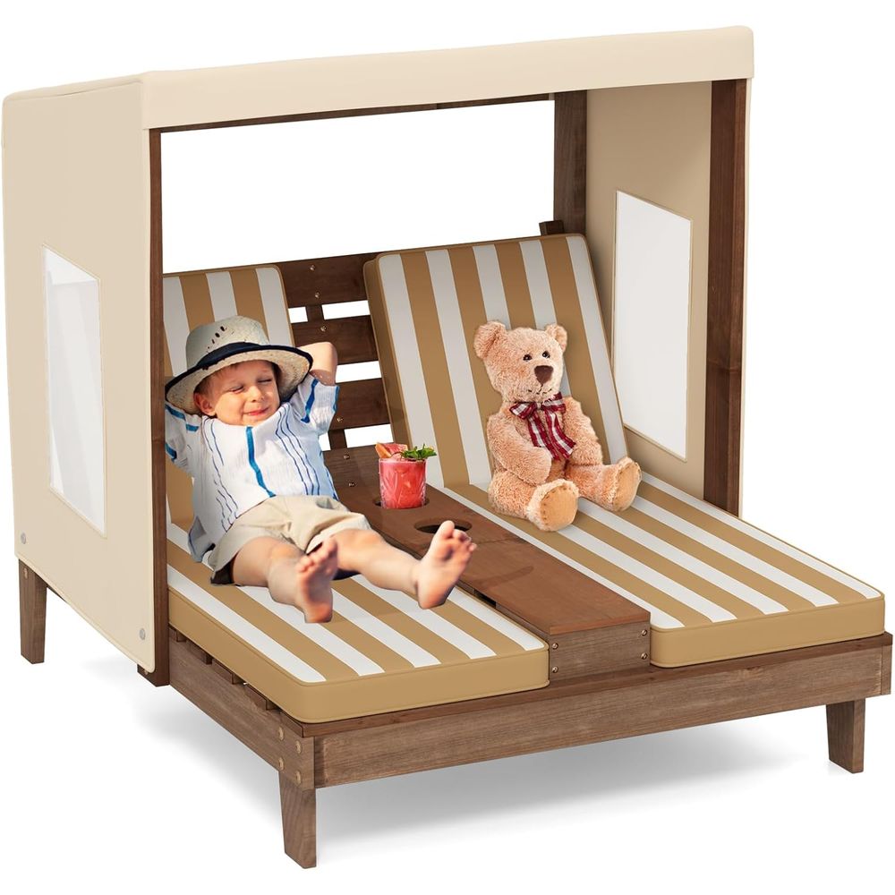 Double Seat Wooden Chaise Loun - Kids Outdoor Lounge Furniture avaliação e preço