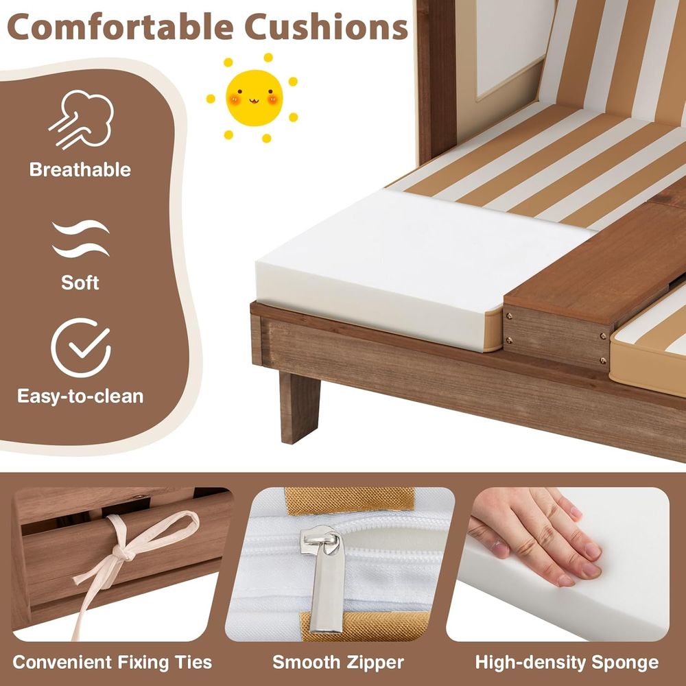 Double Seat Wooden Chaise Loun - Kids Outdoor Lounge Furniture avaliação e preço