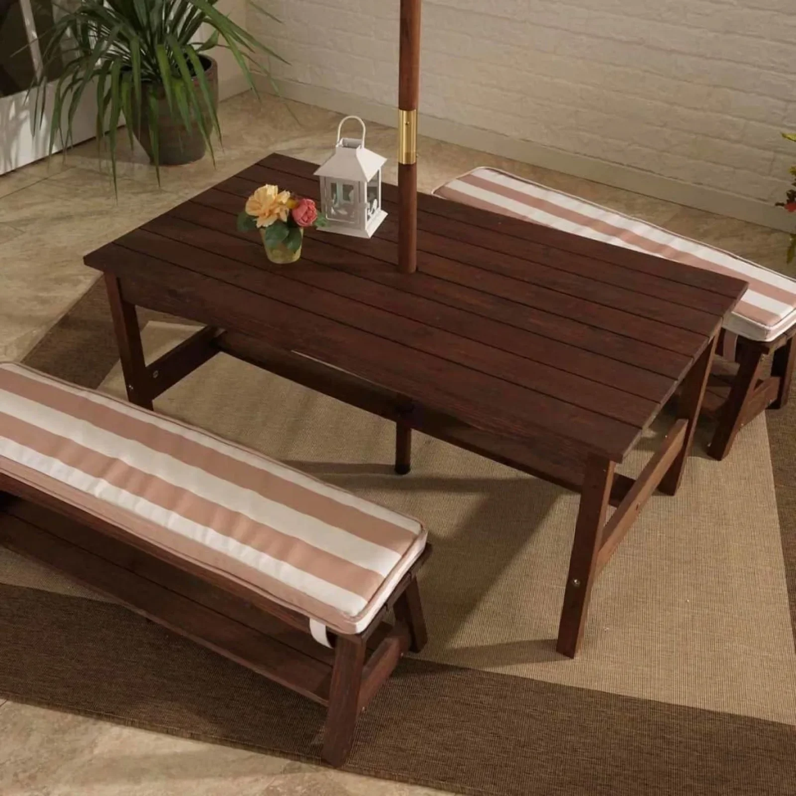 For Outdoor Wooden Table & Ben - Kids Outdoor Bench With Umbrella avaliação e preço