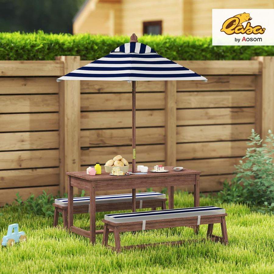 Kids Picnic Table, Outdoor Woo - Kids Outdoor Bench With Umbrella avaliação e preço