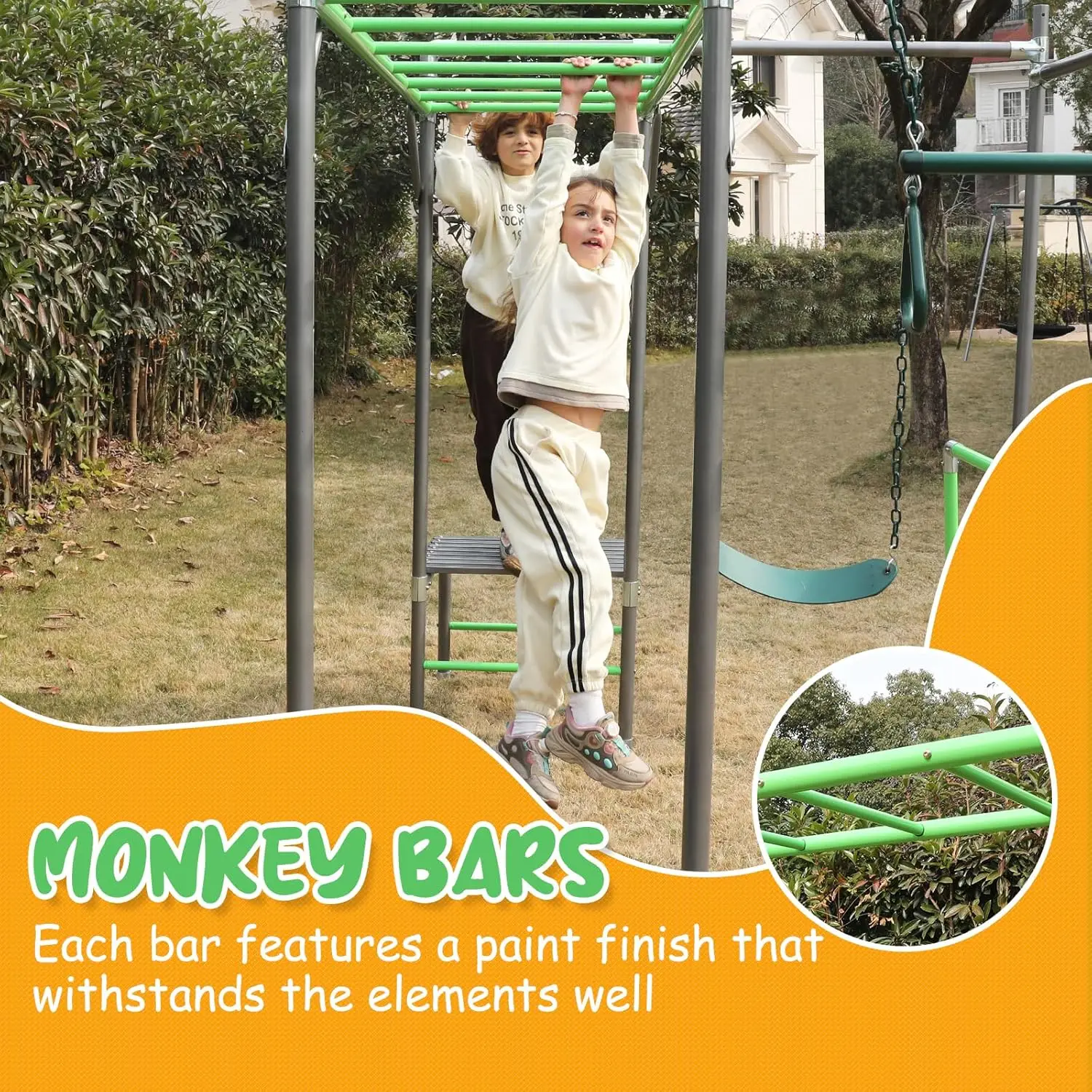 Outdoor Jungle Gym with Monkey - Kids Outdoor Monkey Bar Set avaliação e preço