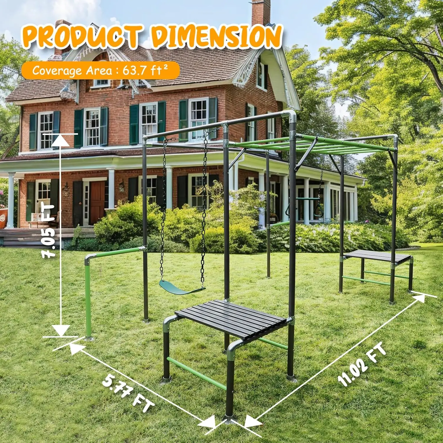 Outdoor Jungle Gym with Monkey - Kids Outdoor Monkey Bar Set avaliação e preço