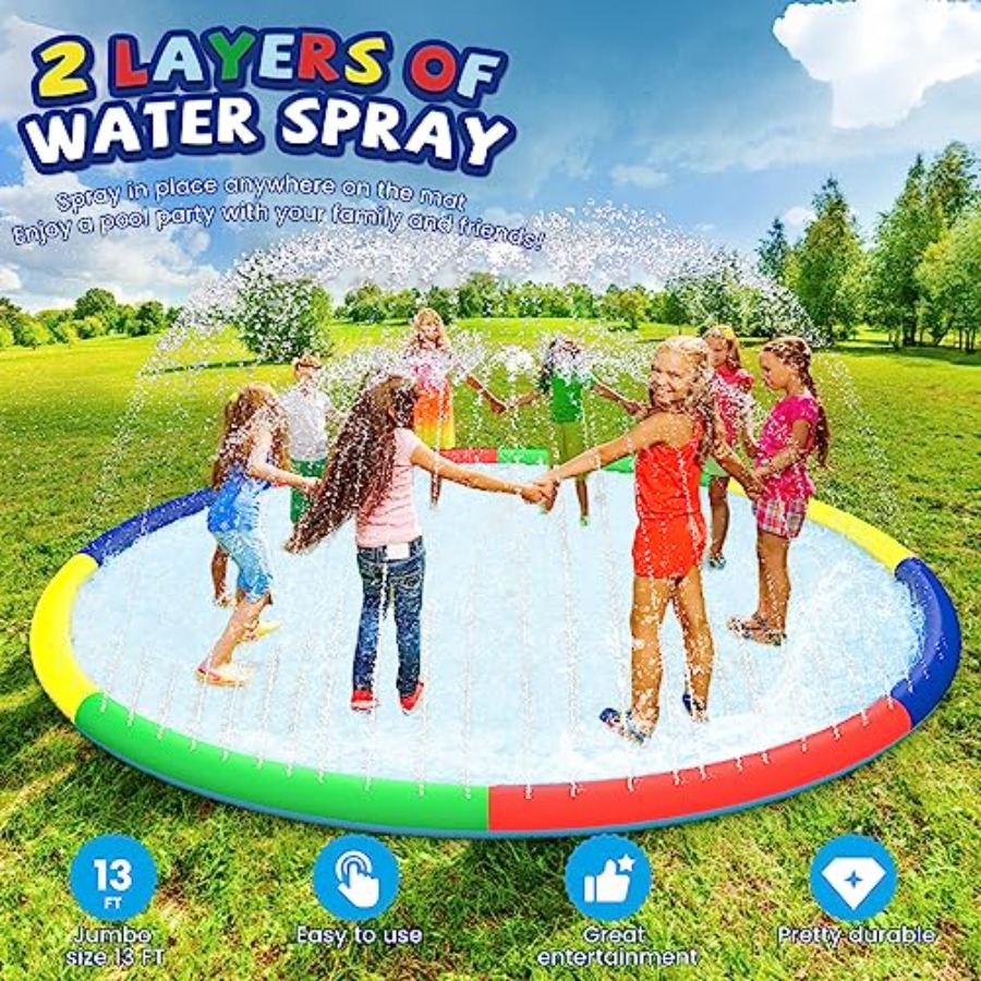 3 FT Large Splash Pad for Ages - Kids Outdoor Water Toys avaliação e preço