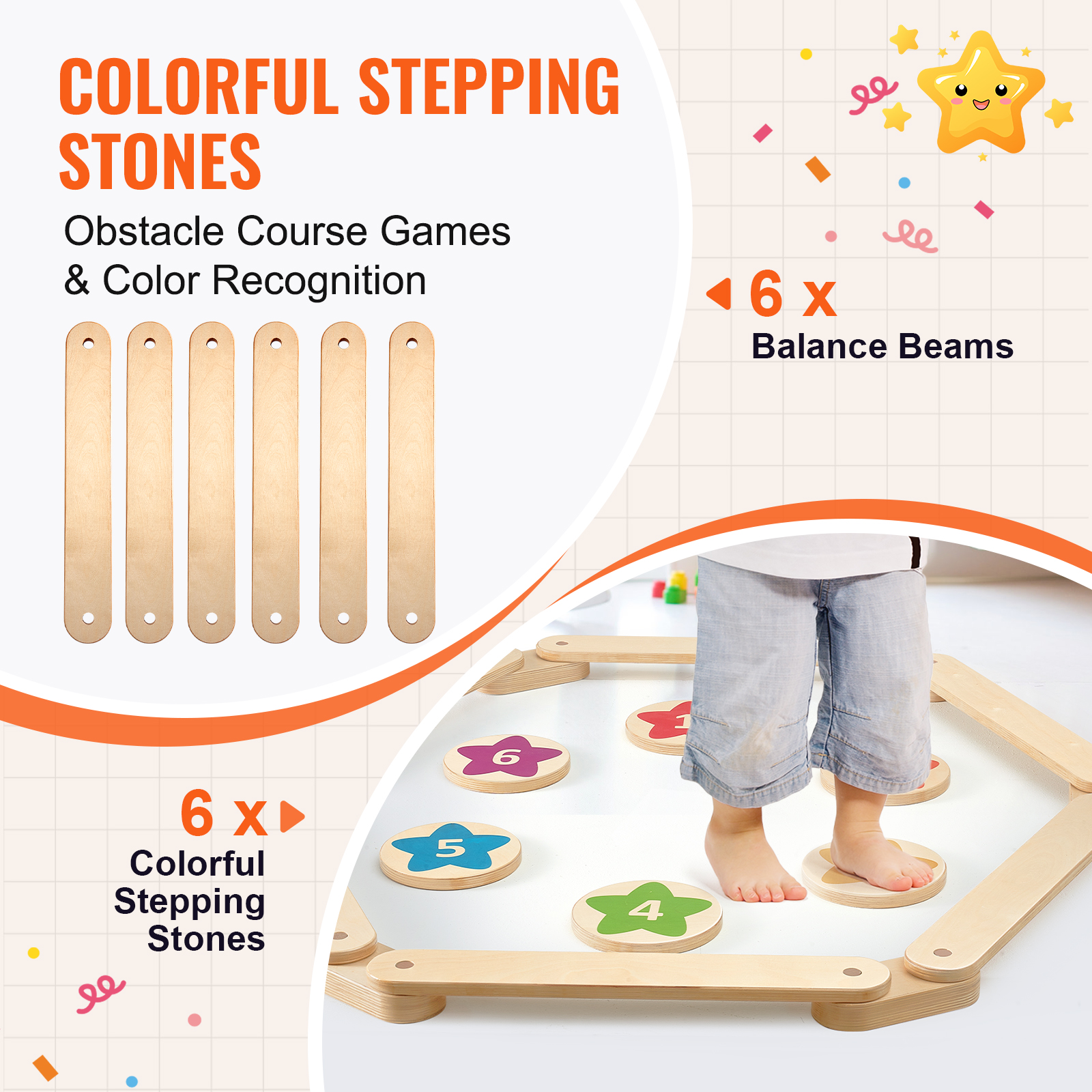 SucceBuy 6PCS Kids Balance Bea - Kids Outdoor Balance Beam avaliação e preço