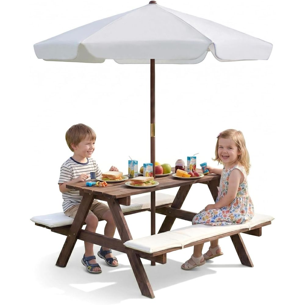 Outdoor Wooden Kids Picnic Tab - Kids Outdoor Umbrella avaliação e preço