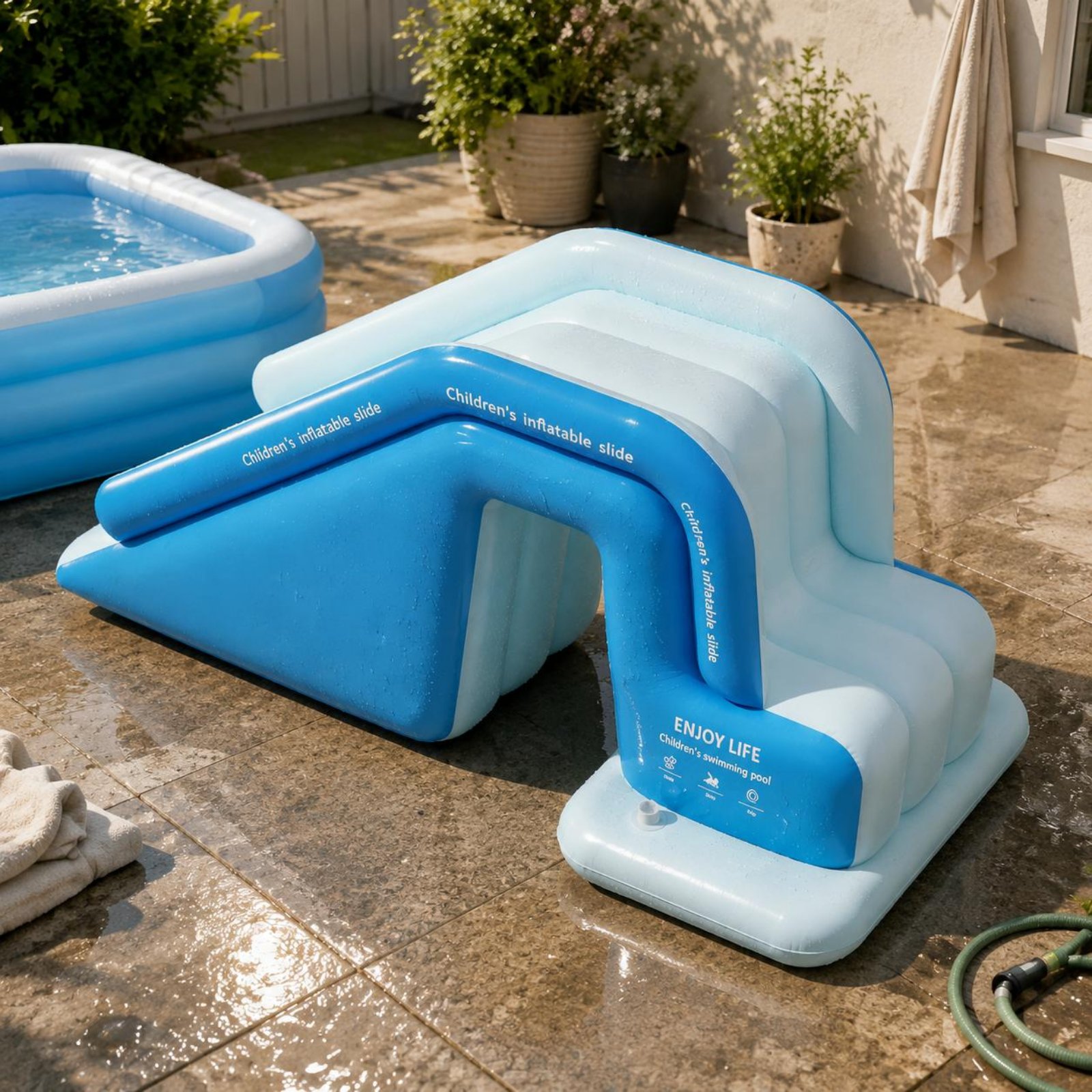 Inflatable Pool Slide Foldable - Kids Outdoor Water Toys avaliação e preço
