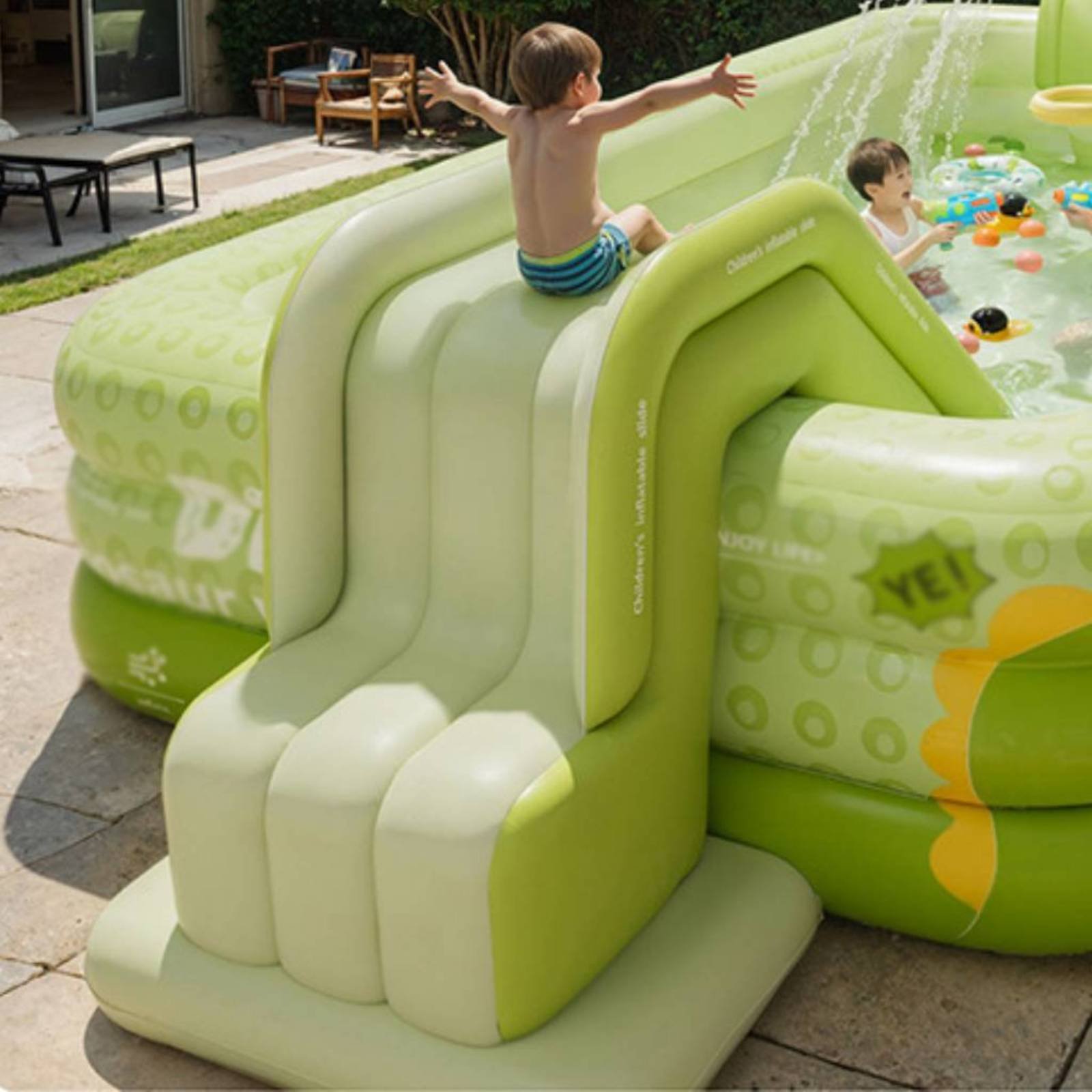 Inflatable Pool Slide Foldable - Kids Outdoor Water Toys avaliação e preço