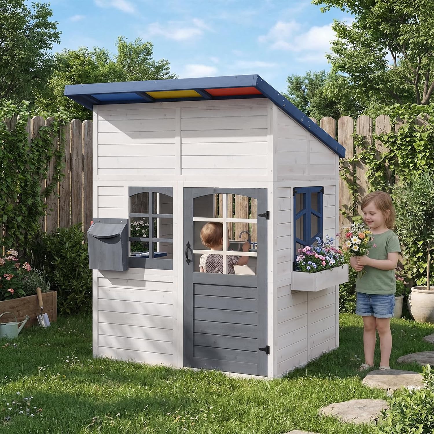 Wooden Kids Outdoor Playhouse  - Kids Outdoor Wooden Playset avaliação e preço
