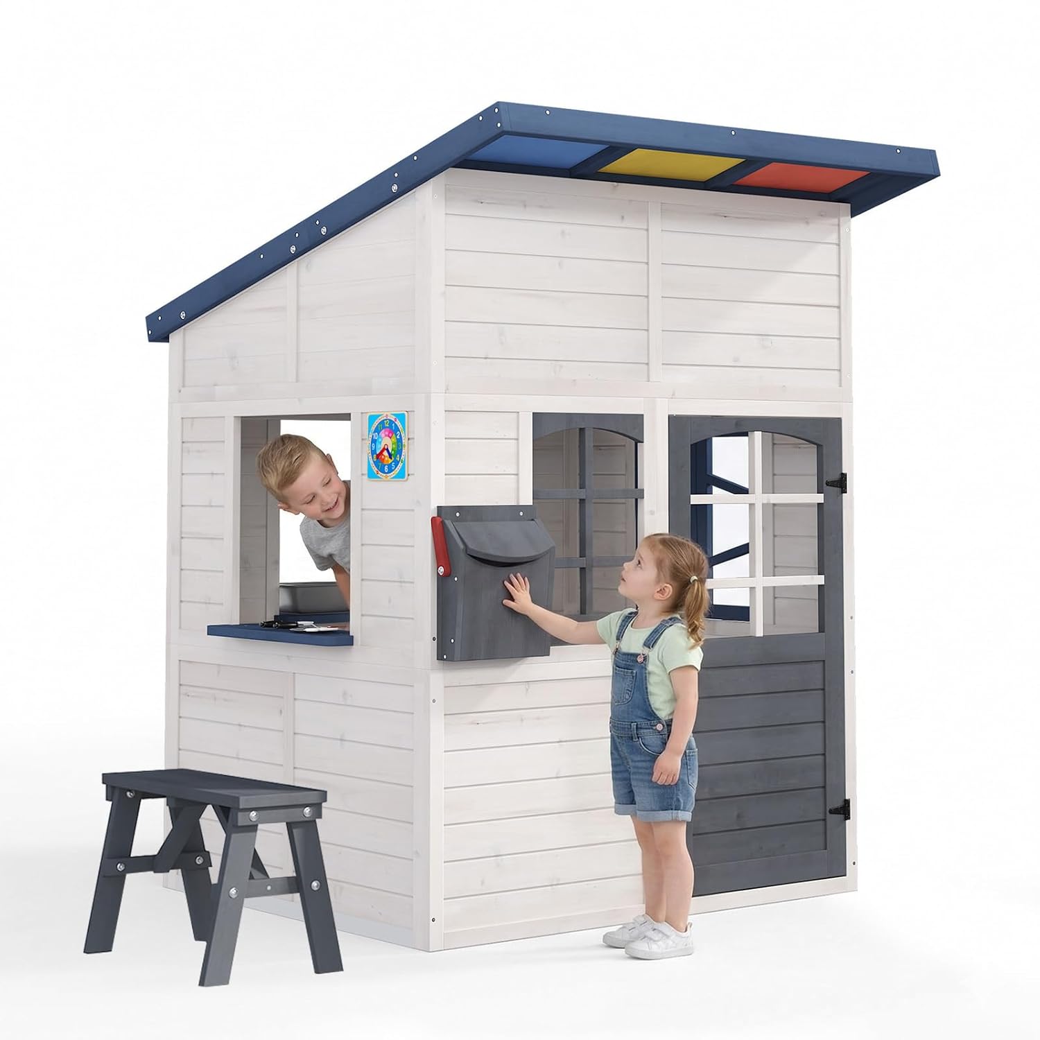 Wooden Kids Outdoor Playhouse  - Kids Outdoor Wooden Playset avaliação e preço
