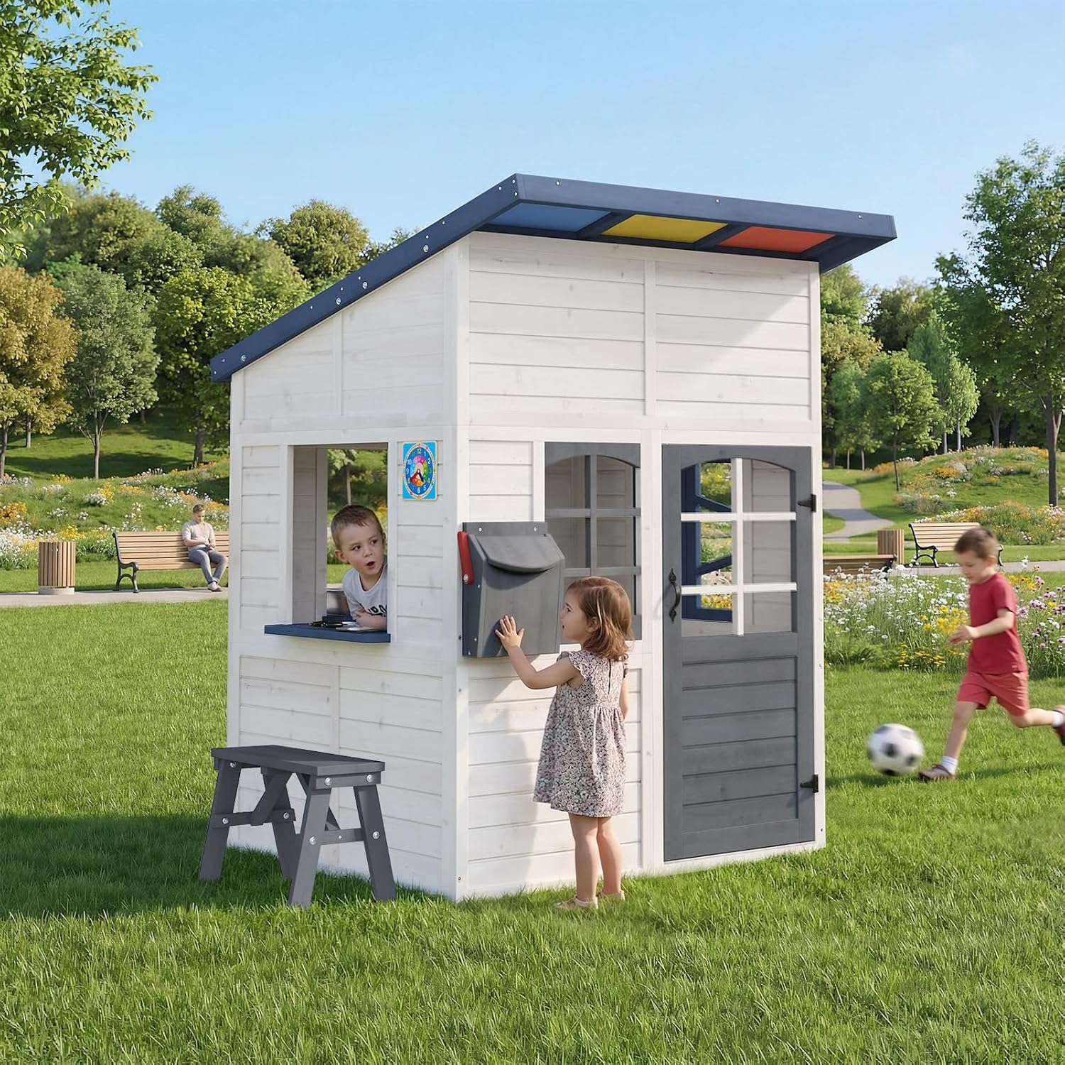 Wooden Kids Outdoor Playhouse  - Kids Outdoor Wooden Playset avaliação e preço