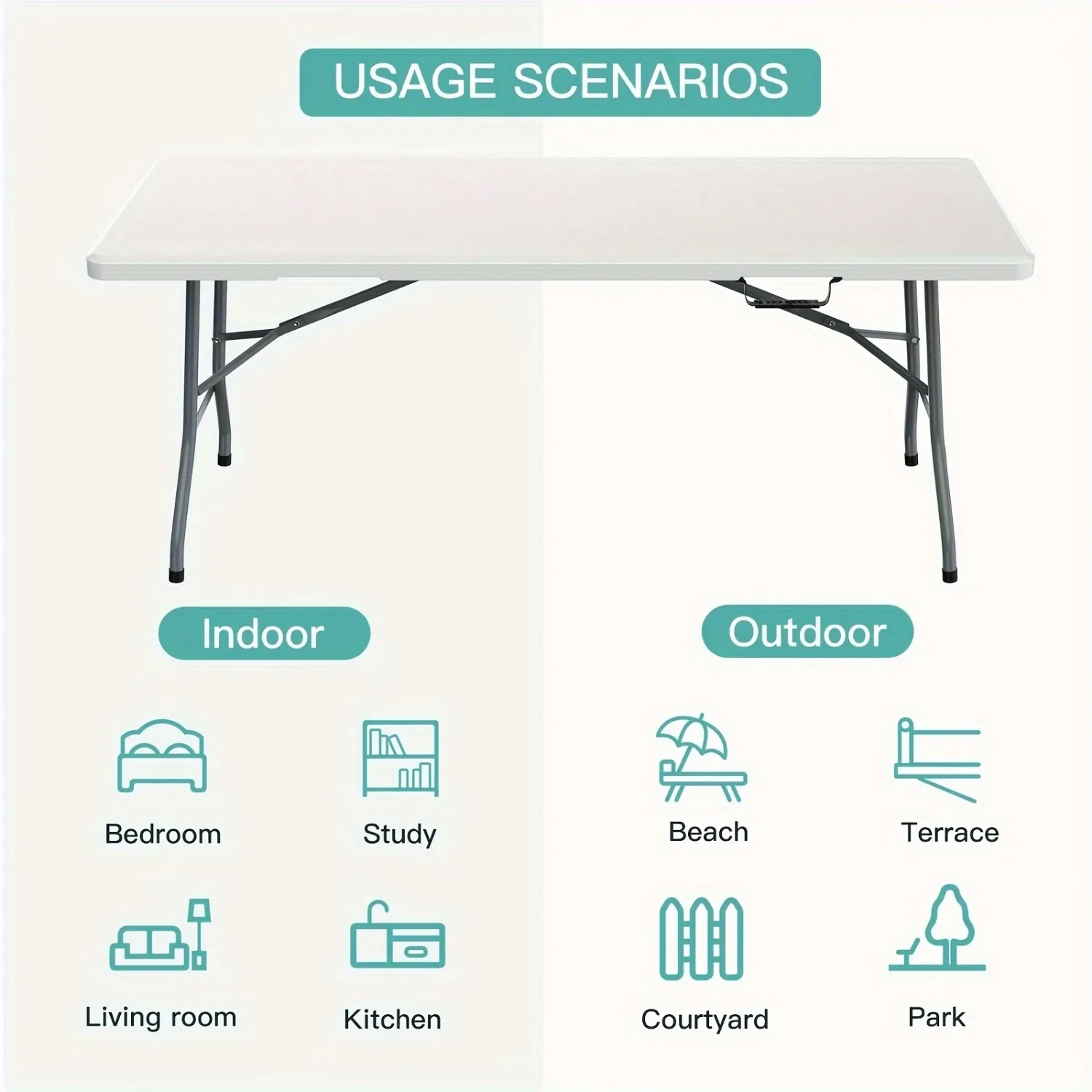 6FT Spacious Plastic Folding T - Kids Outdoor Folding Table avaliação e preço