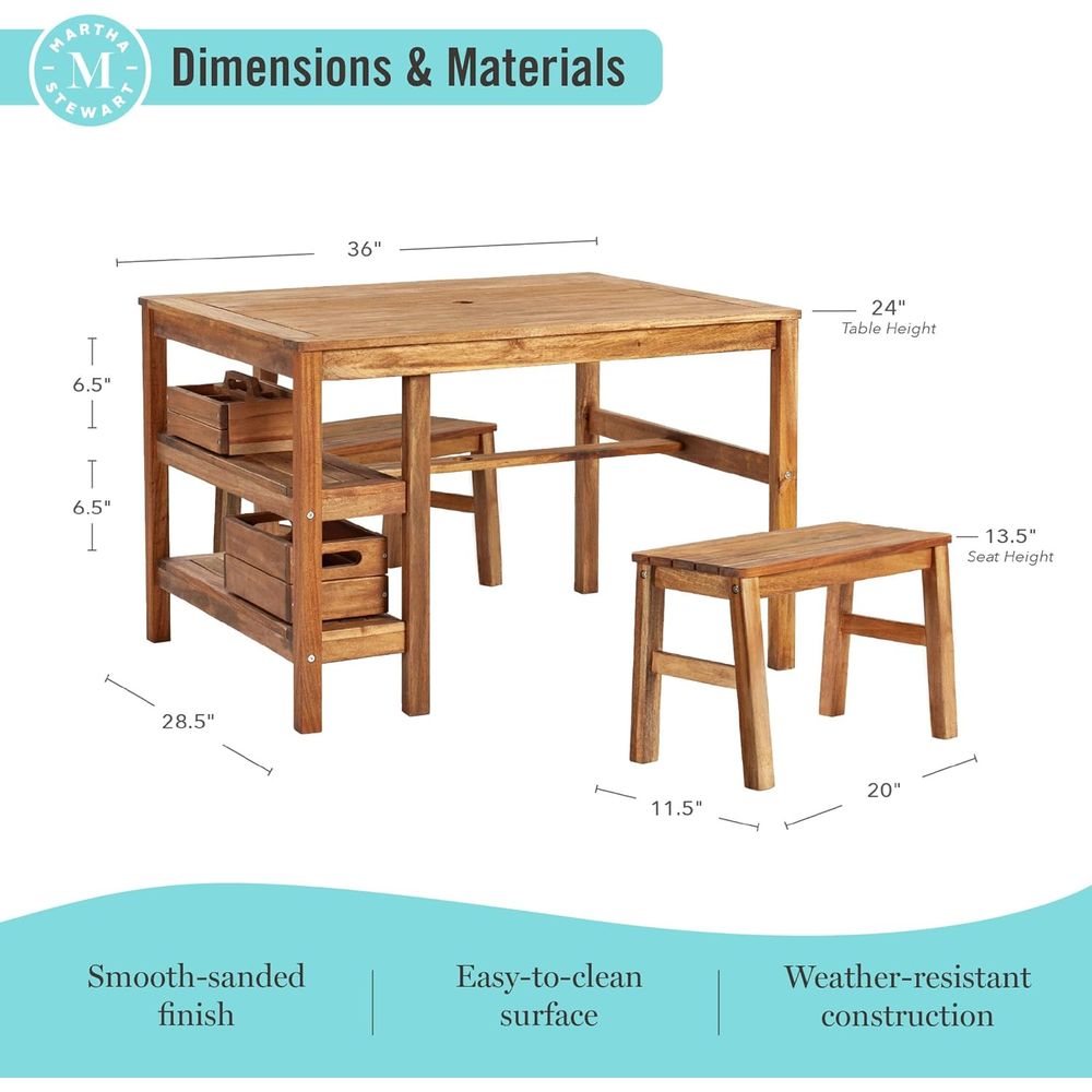 Kids Outdoor Crat Table and 2  - Kids Outdoor Wooden Playset avaliação e preço