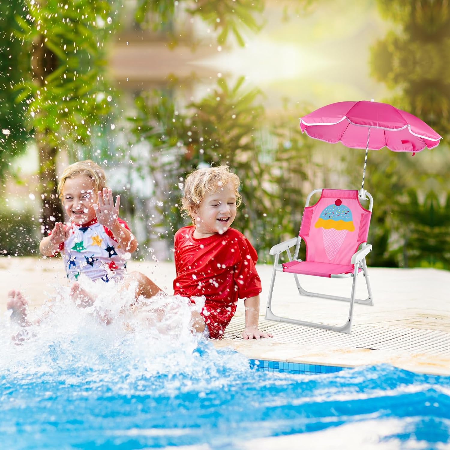 1 Set Folding Beach Chair with - Kids Outdoor Lounge Furniture avaliação e preço