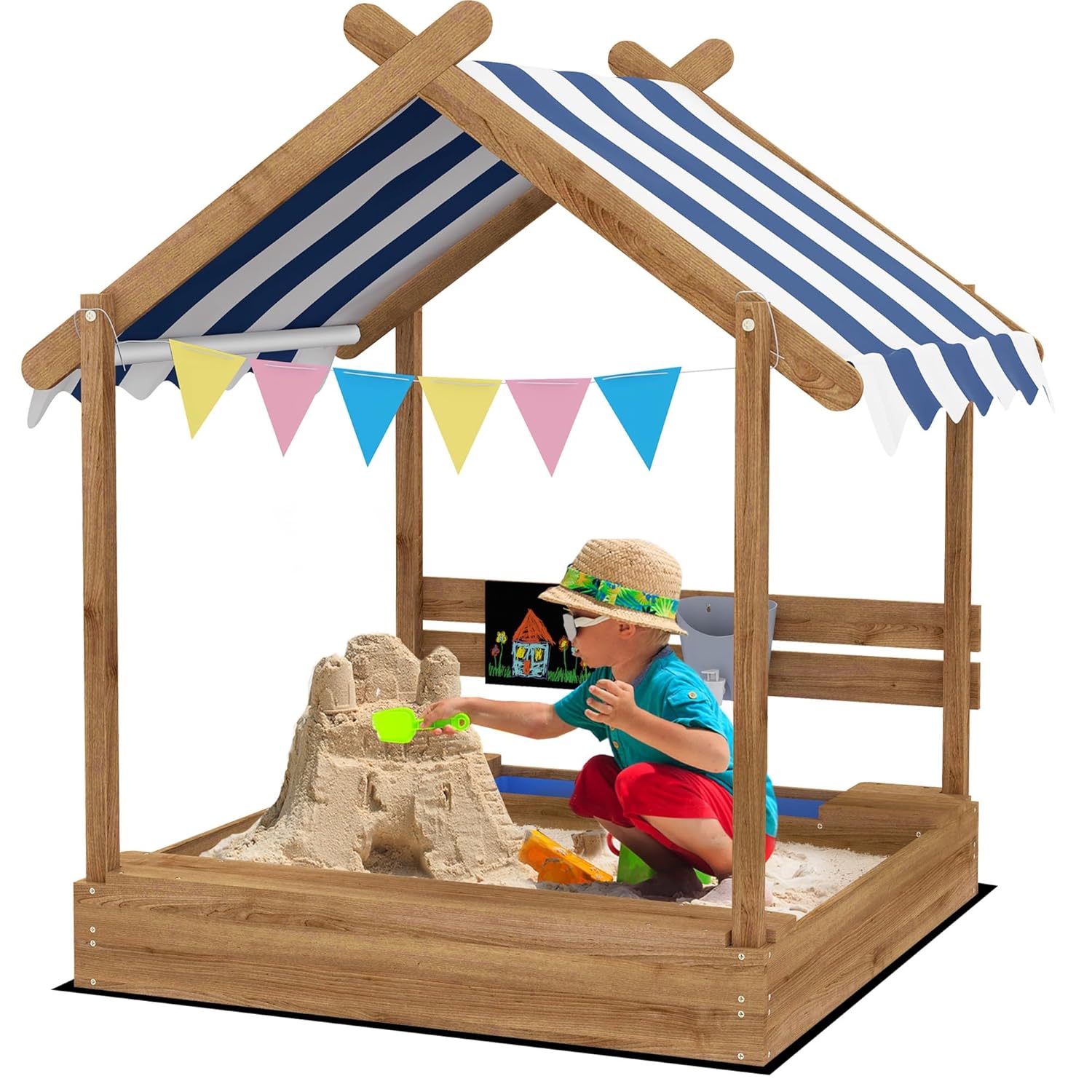 Wooden Sandbox Canopy Kids San - Kids Outdoor Wooden Playset avaliação e preço
