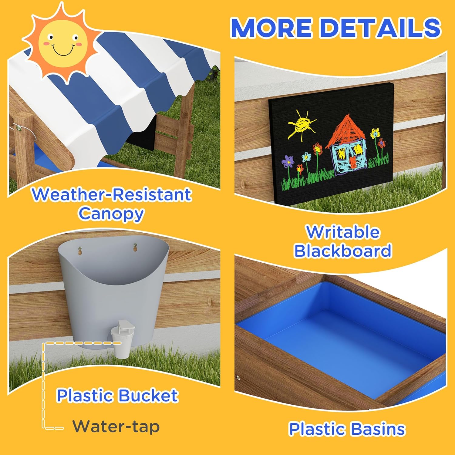 Wooden Sandbox Canopy Kids San - Kids Outdoor Wooden Playset avaliação e preço