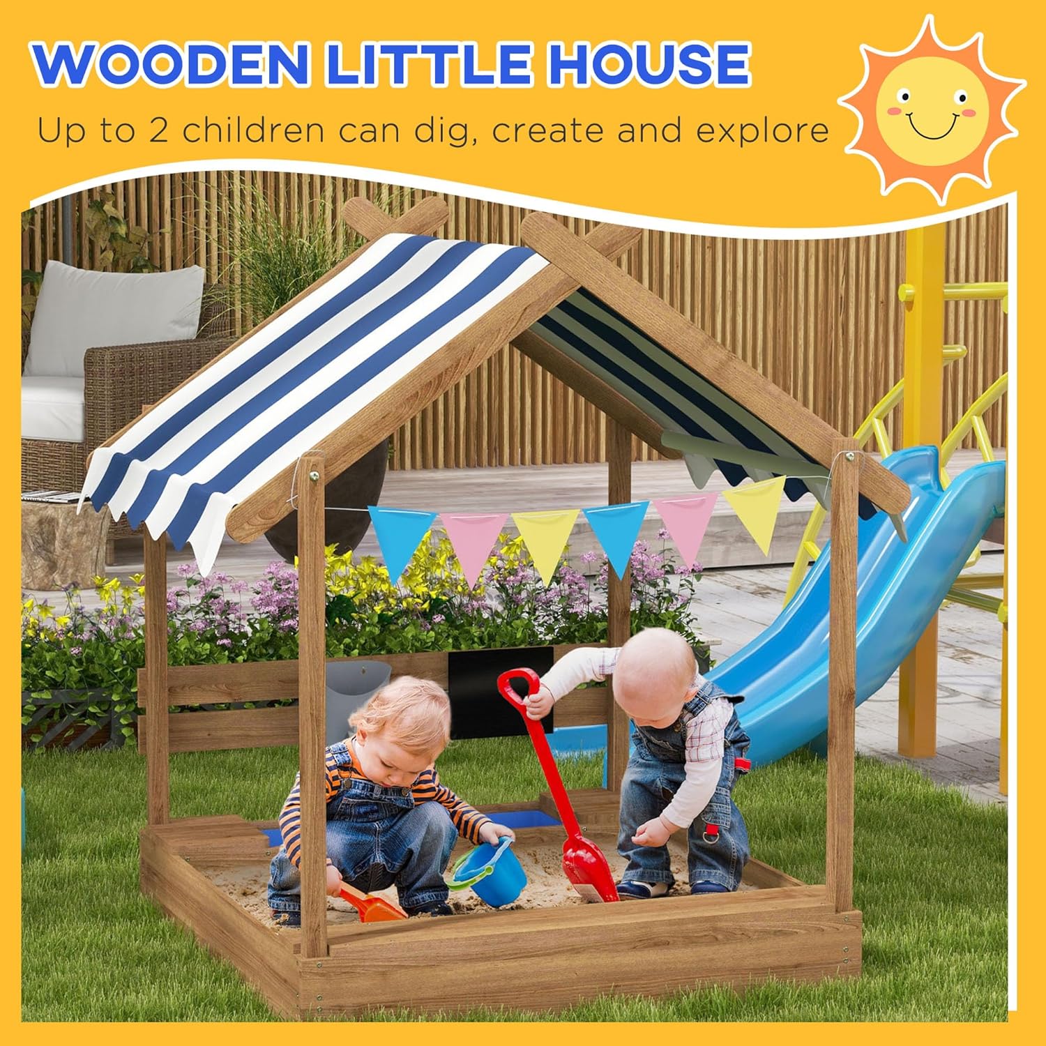 Wooden Sandbox Canopy Kids San - Kids Outdoor Wooden Playset avaliação e preço