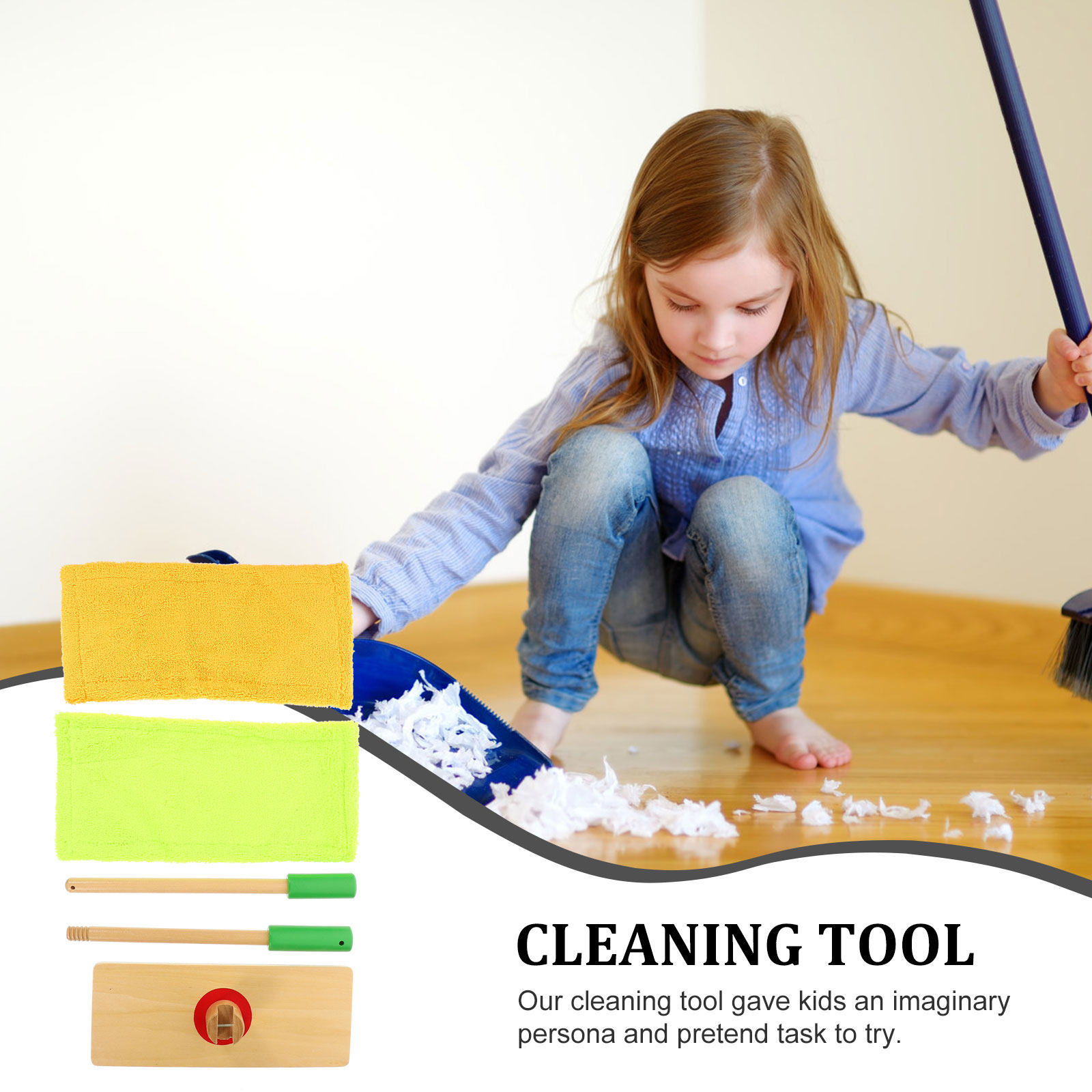 1Set Wooden Kids Cleaning Set  - Kids Outdoor Wooden Playset avaliação e preço