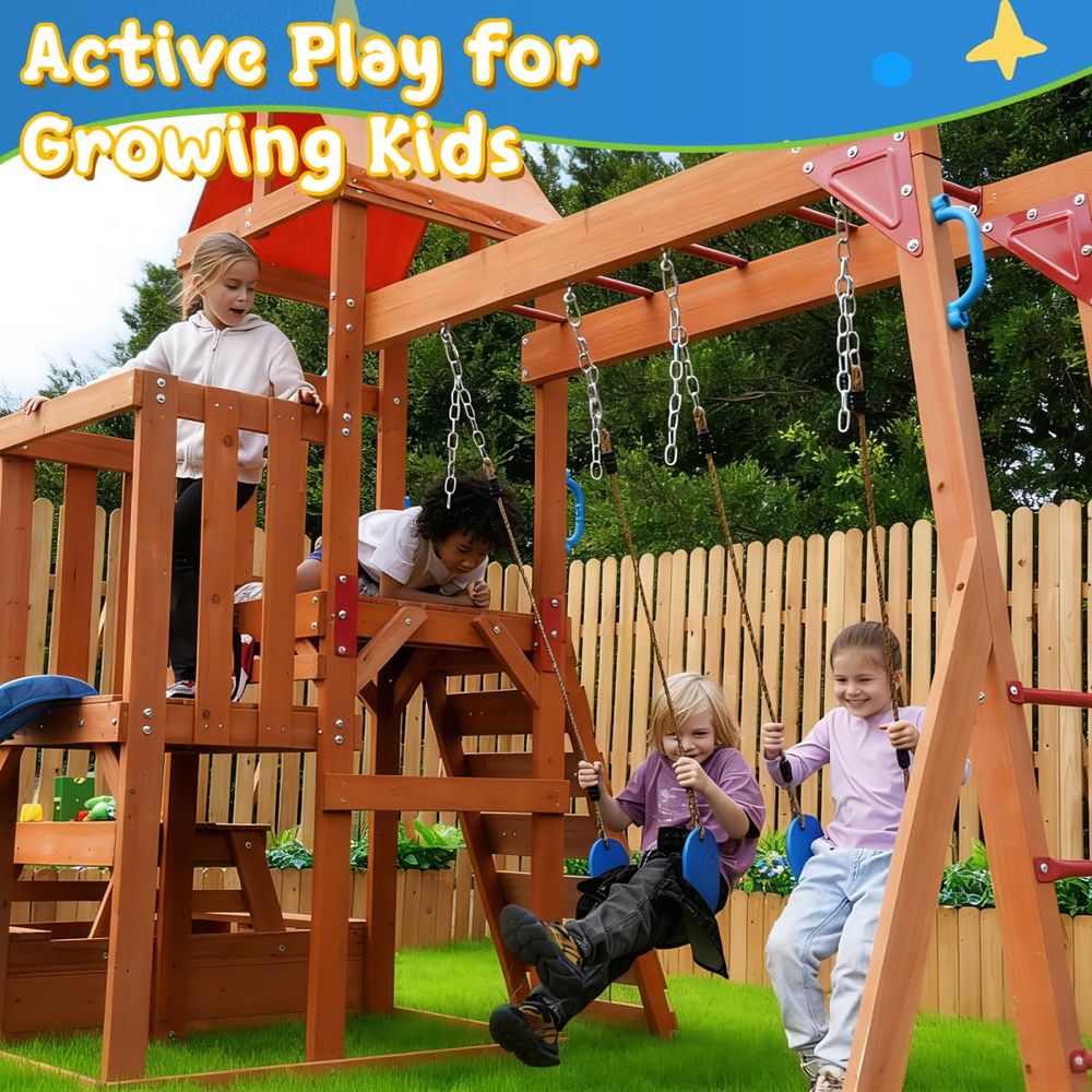 Playground Wooden Swing Sets f - Kids Outdoor Monkey Bar Set avaliação e preço