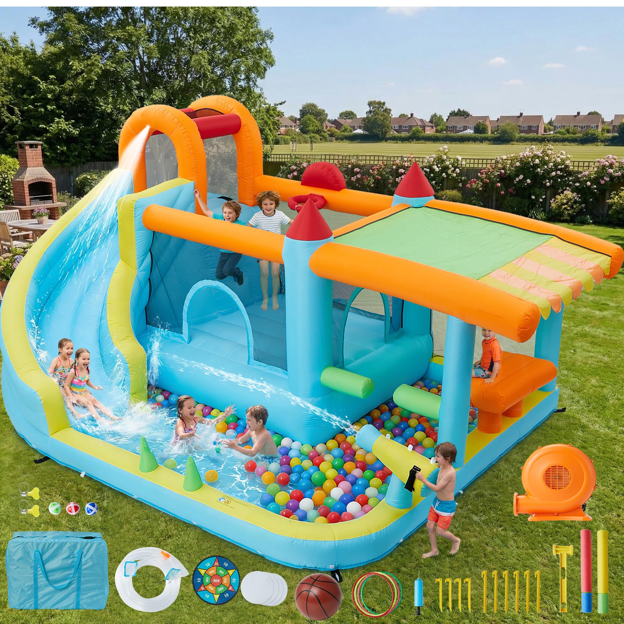 14x10FT Inflatable Bounce Hous - Kids Outdoor Wendy House avaliação e preço