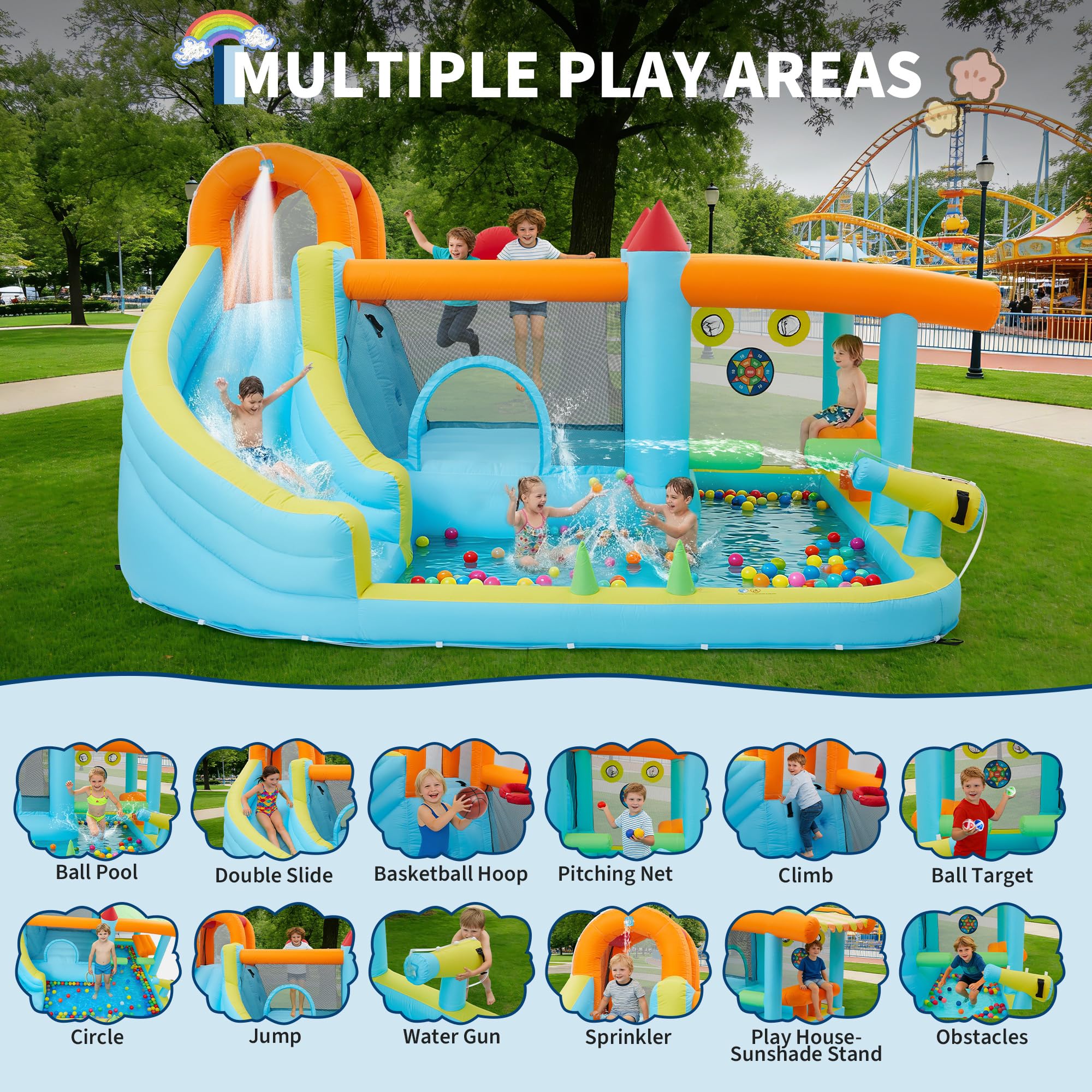 14x10FT Inflatable Bounce Hous - Kids Outdoor Wendy House avaliação e preço