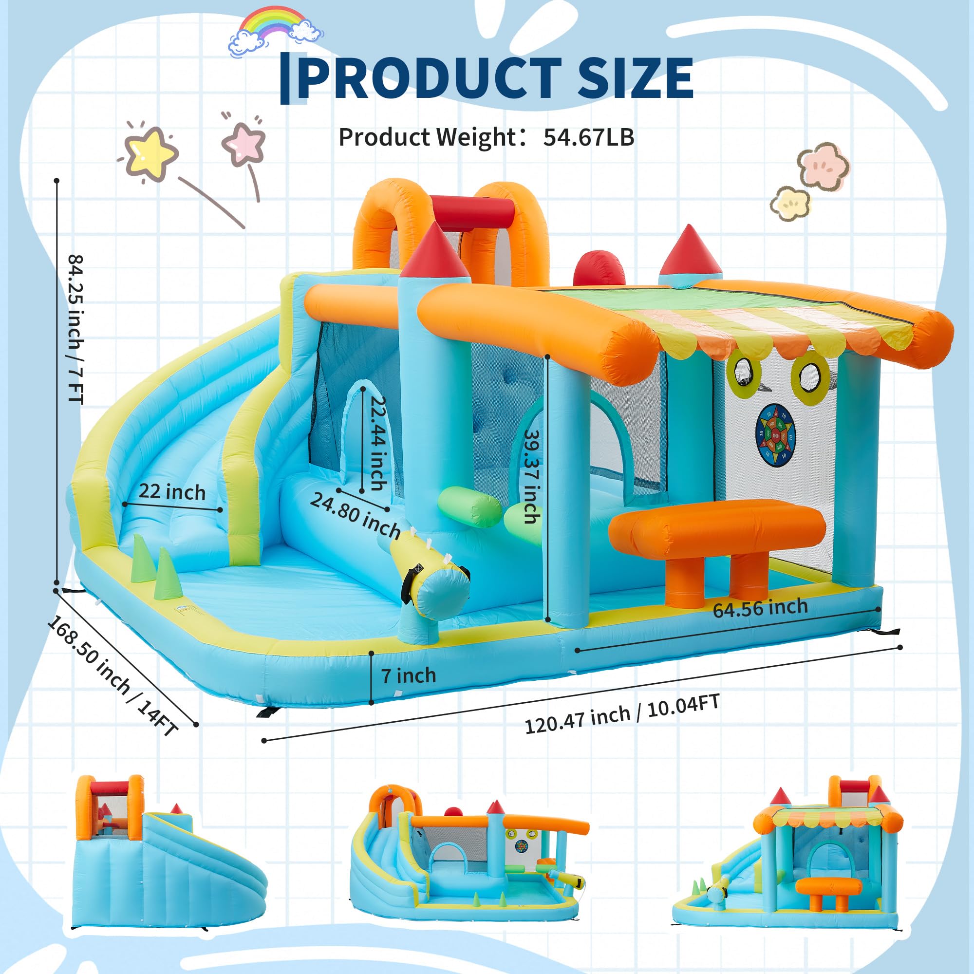 14x10FT Inflatable Bounce Hous - Kids Outdoor Wendy House avaliação e preço
