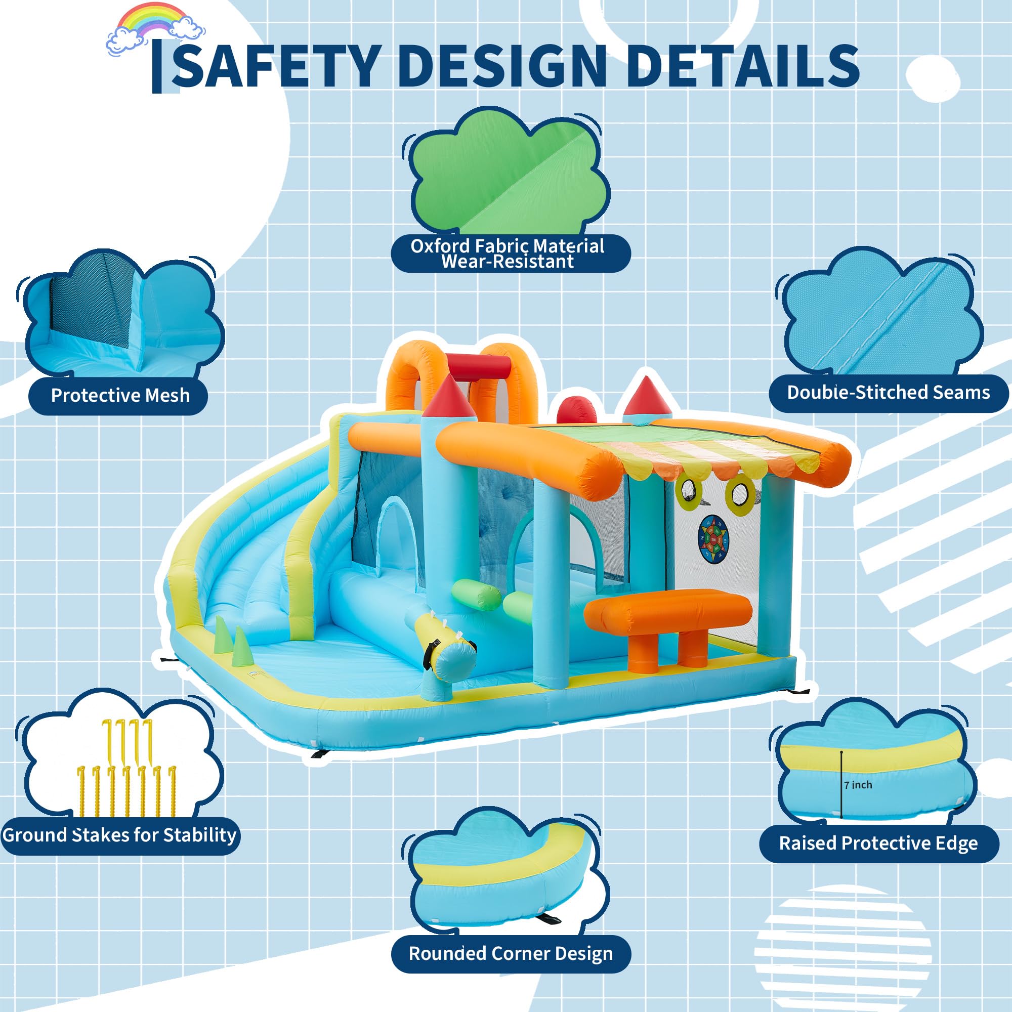 14x10FT Inflatable Bounce Hous - Kids Outdoor Wendy House avaliação e preço