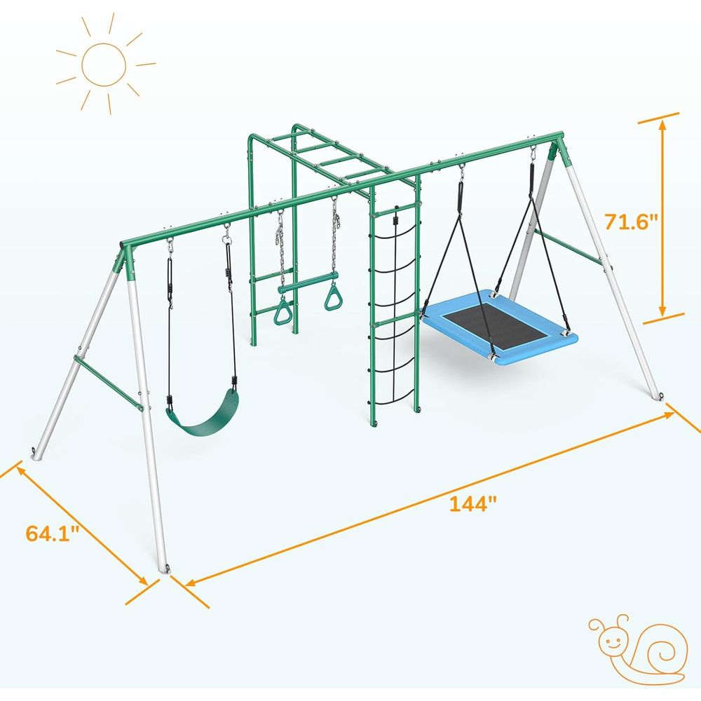 Swing Sets or Backyard with Mo - Kids Outdoor Monkey Bar Set avaliação e preço