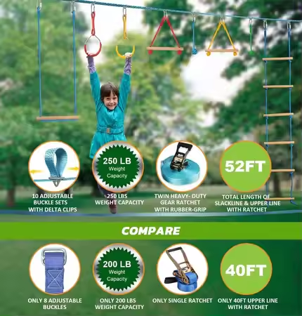 Warrior Obstacle Course Kit fo - Kids Outdoor Monkey Bar Set avaliação e preço