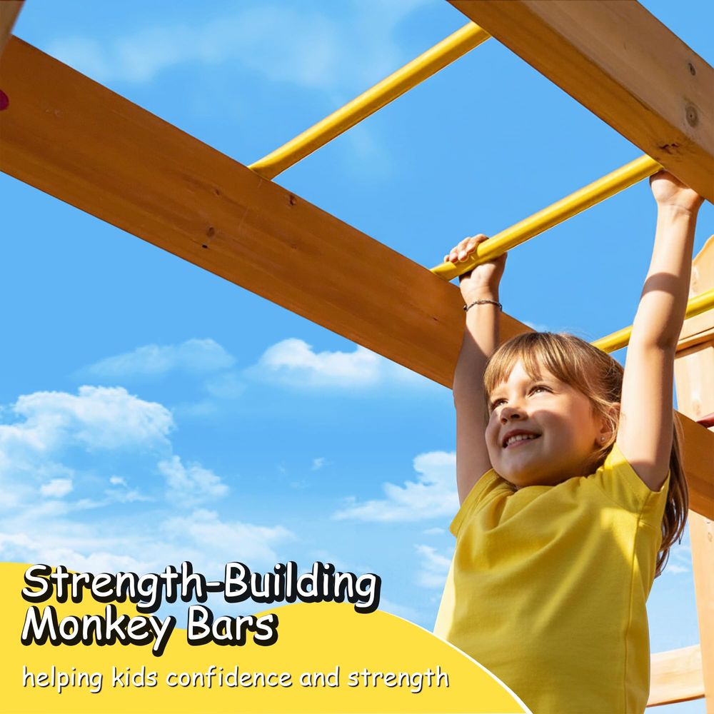 Wooden Swing Sets for Backyard - Kids Outdoor Monkey Bar Set avaliação e preço