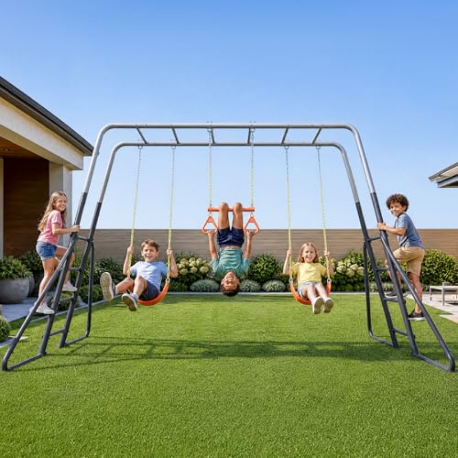 Backyard swing sets with monke - Kids Outdoor Monkey Bar Set avaliação e preço
