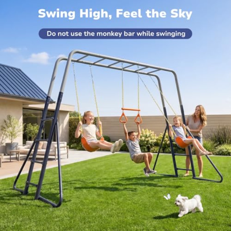 Backyard swing sets with monke - Kids Outdoor Monkey Bar Set avaliação e preço