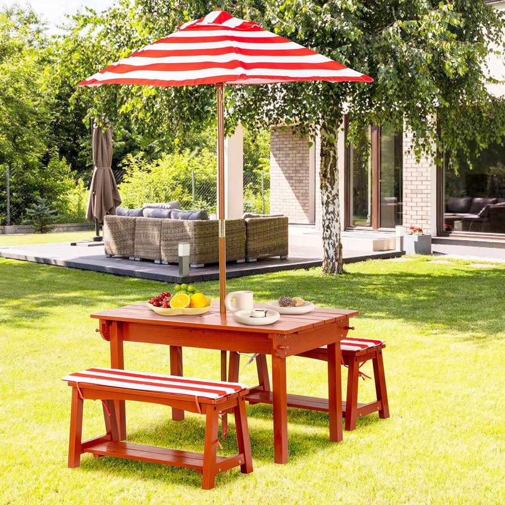 Outdoor Wooden Kids Picnic Tab - Kids Outdoor Umbrella avaliação e preço