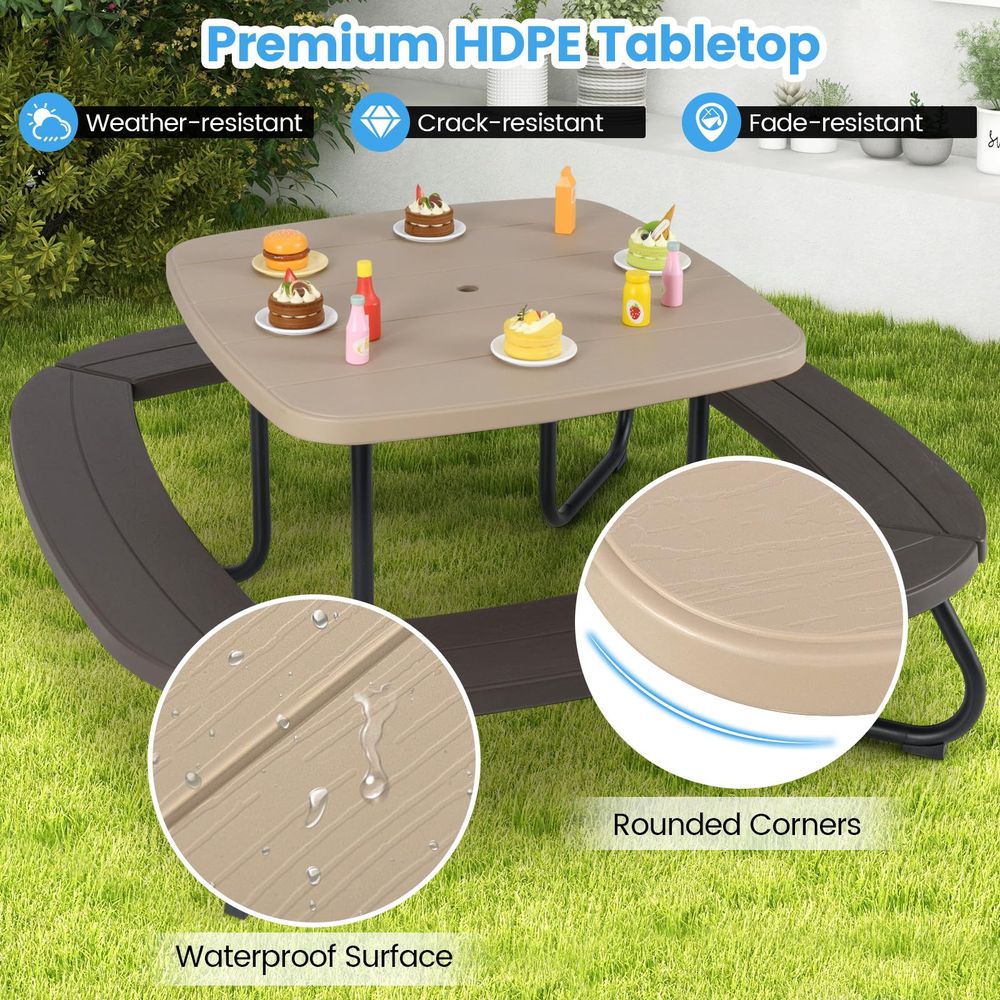 Kids Picnic Table, 8 Person Ki - Kids Outdoor Bench With Umbrella avaliação e preço