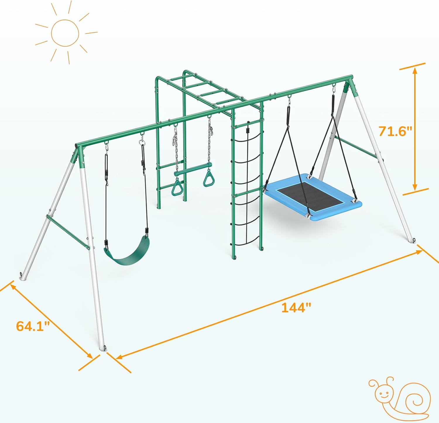 Backyard Swing Set Outdoor Kid - Kids Outdoor Monkey Bar Set avaliação e preço