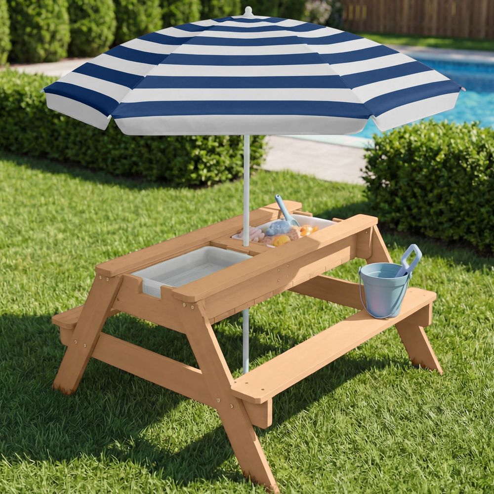 Kids Picnic Table with Umbrell - Kids Outdoor Umbrella avaliação e preço