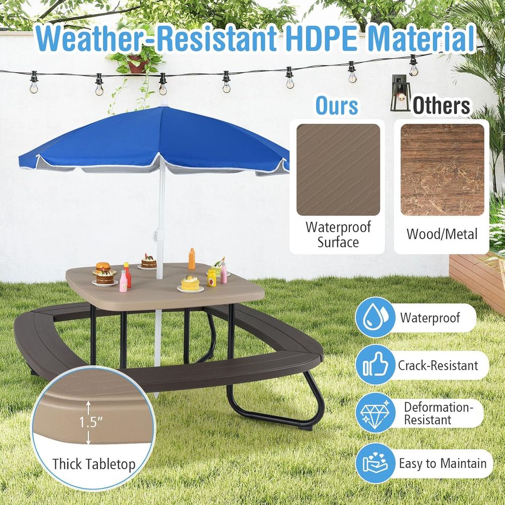 Kids Picnic Table, 8 Person To - Kids Outdoor Bench With Umbrella avaliação e preço