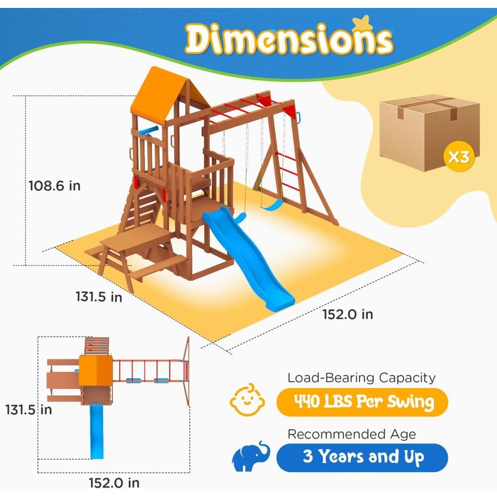 Dohin Playground CeWooden Swin - Kids Outdoor Monkey Bar Set avaliação e preço