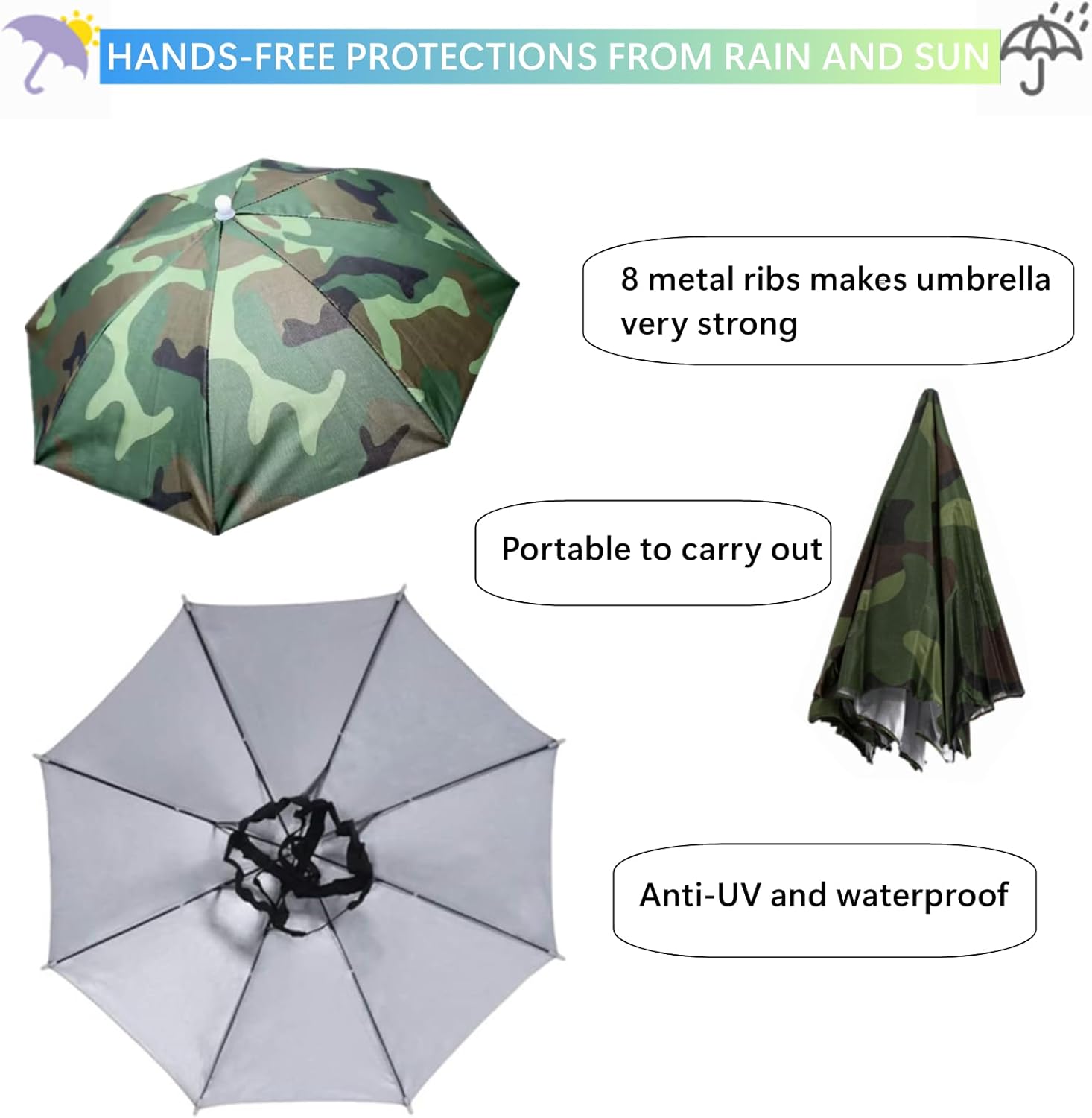 5 Pack Folding Umbrella Hats f - Kids Outdoor Umbrella avaliação e preço