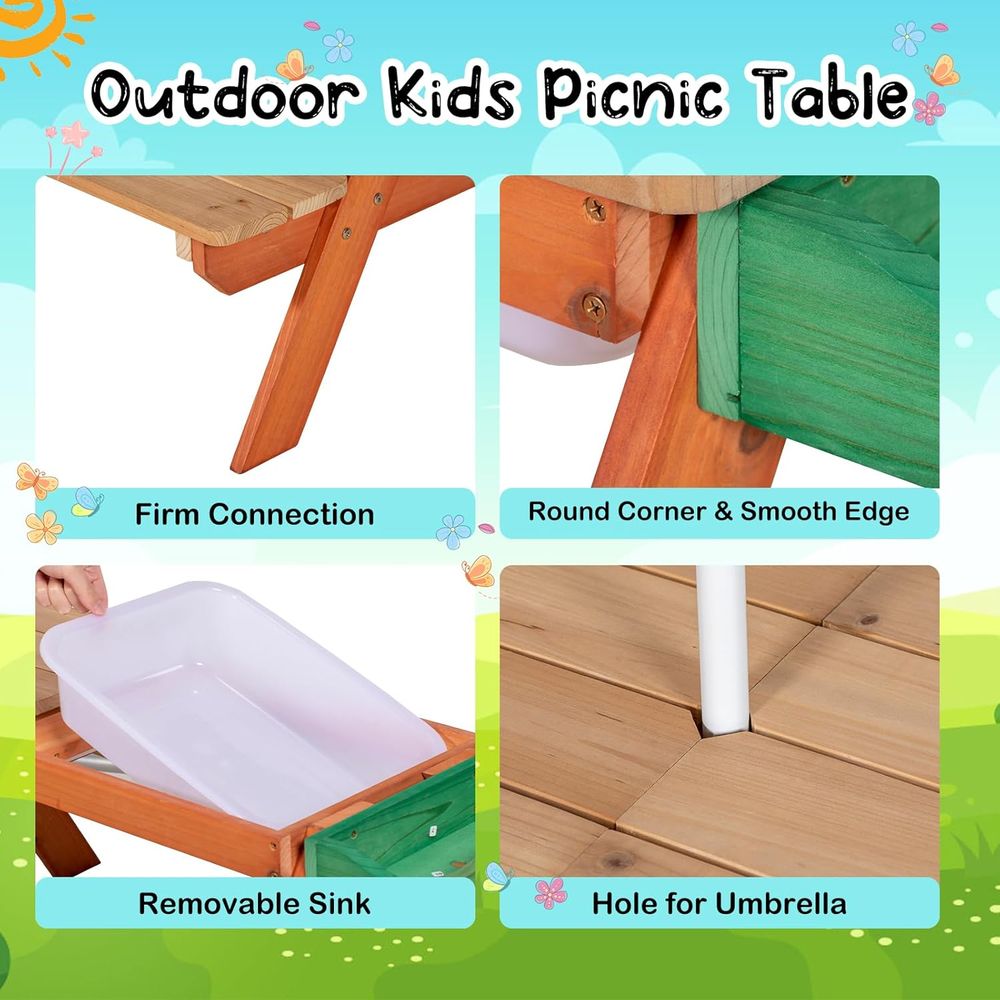 Multifunctional Outdoor Wooden - Kids Outdoor Bench With Umbrella avaliação e preço
