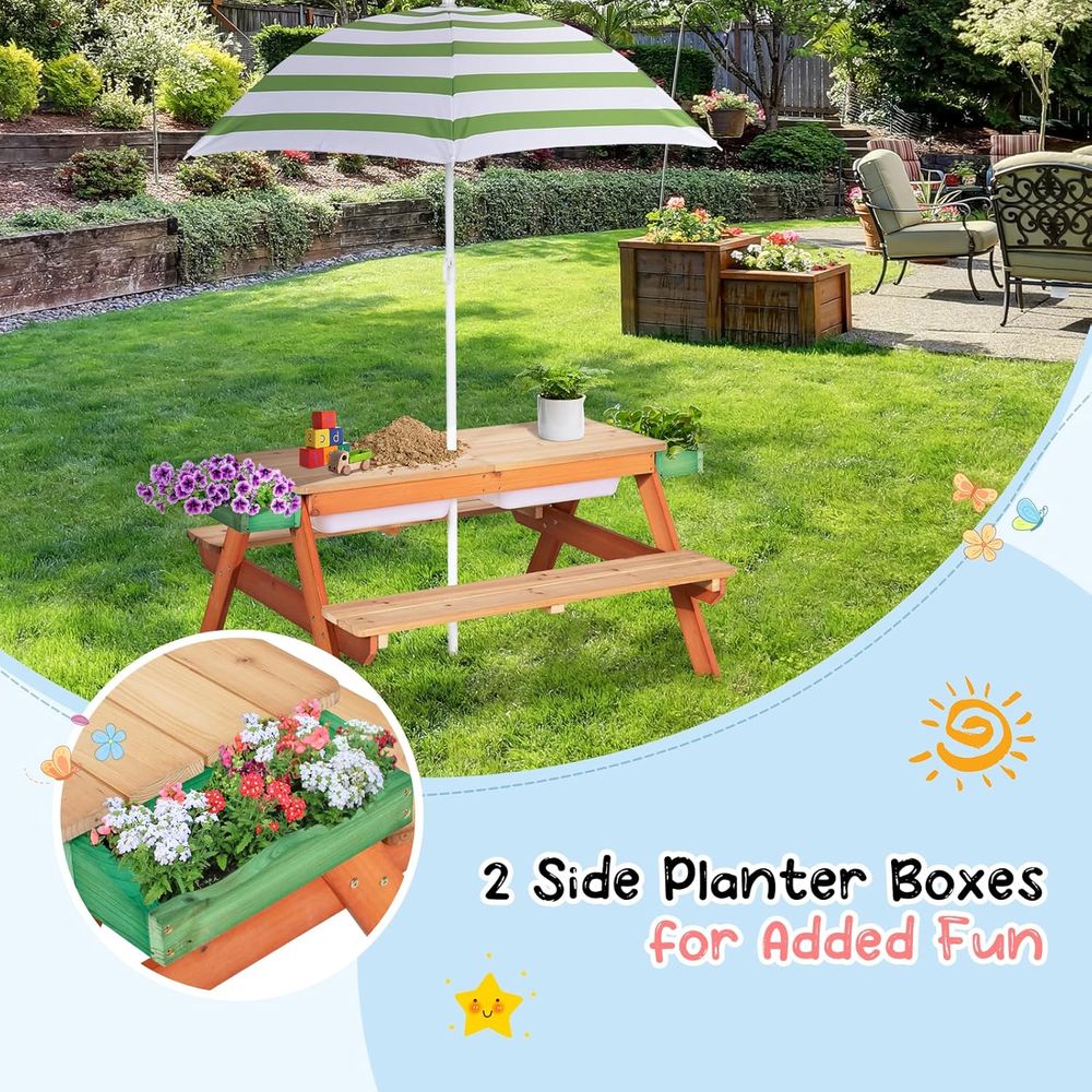 Multifunctional Outdoor Wooden - Kids Outdoor Bench With Umbrella avaliação e preço