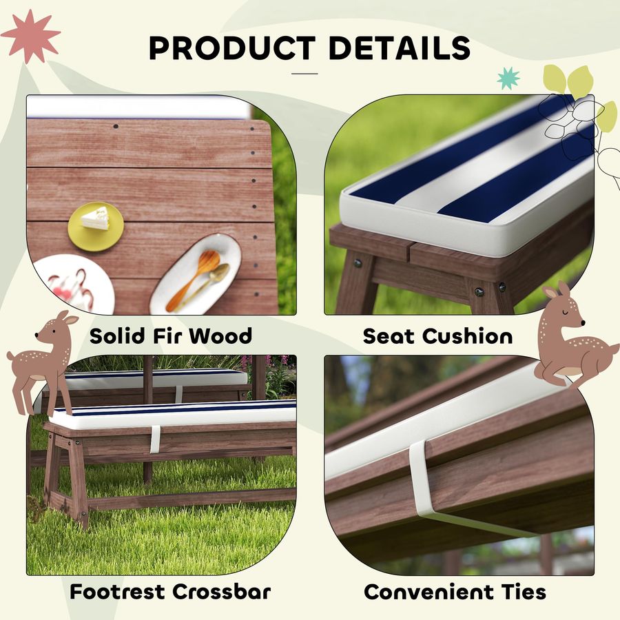 Kids Picnic Table, Outdoor Woo - Kids Outdoor Bench With Umbrella avaliação e preço