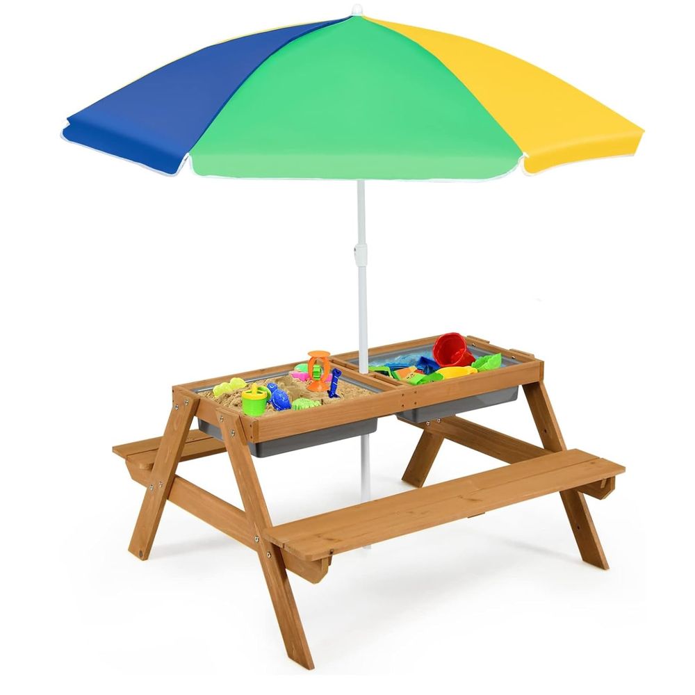 Kids Picnic Table, 4 in 1 Ceda - Kids Outdoor Umbrella avaliação e preço